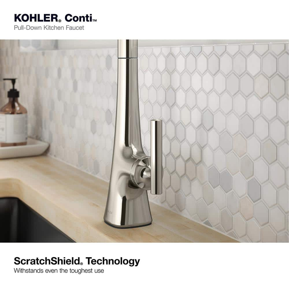 KOHLER Conti Pull Down Sprayer Kitchen Faucet in Vibrant Polished Nickel