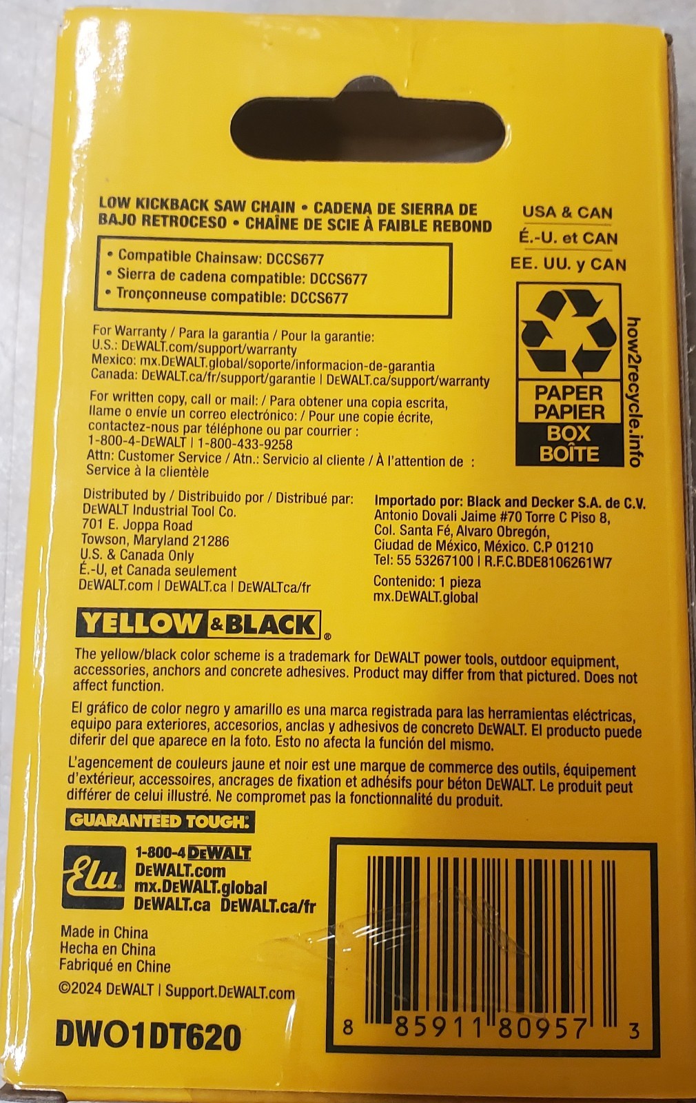 CHAINSAW CHAIN 20 INCH DEWALT 20 in. Chainsaw Chain 68 Drive Link FITS (DCCS677B