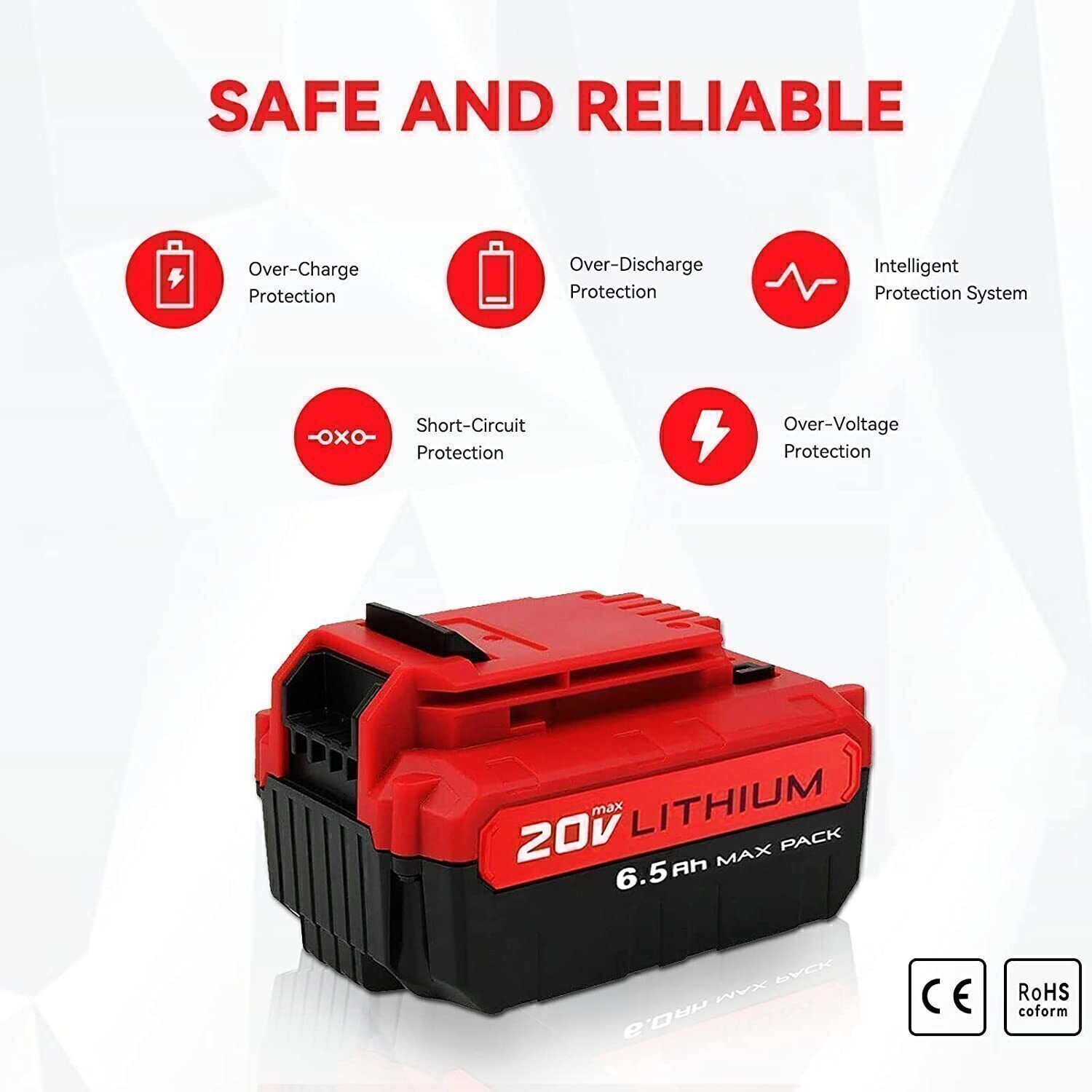 2Pack 8.0Ah 20Volt For Porter Cable Battery 20V MAX Lithium Ion PCC680L PCC685L
