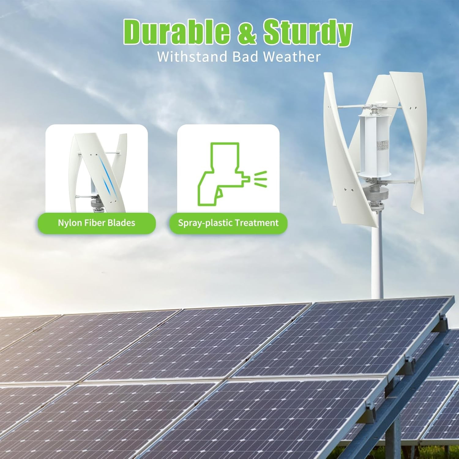 3000W Wind Turbine Generator Vertical Axis Turbines Outdoor & Industrial Power