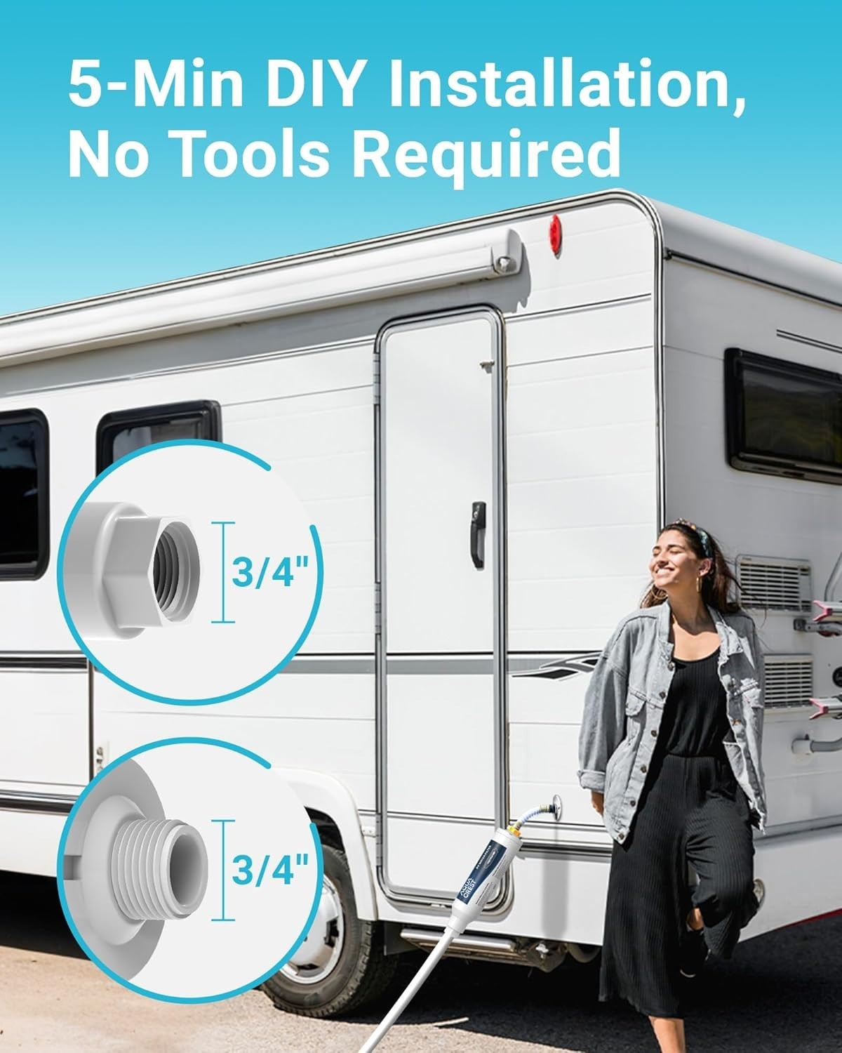 AQUA CREST RV Filter, RV Inline Hose Water Filter,Garden and Camper Water Filter