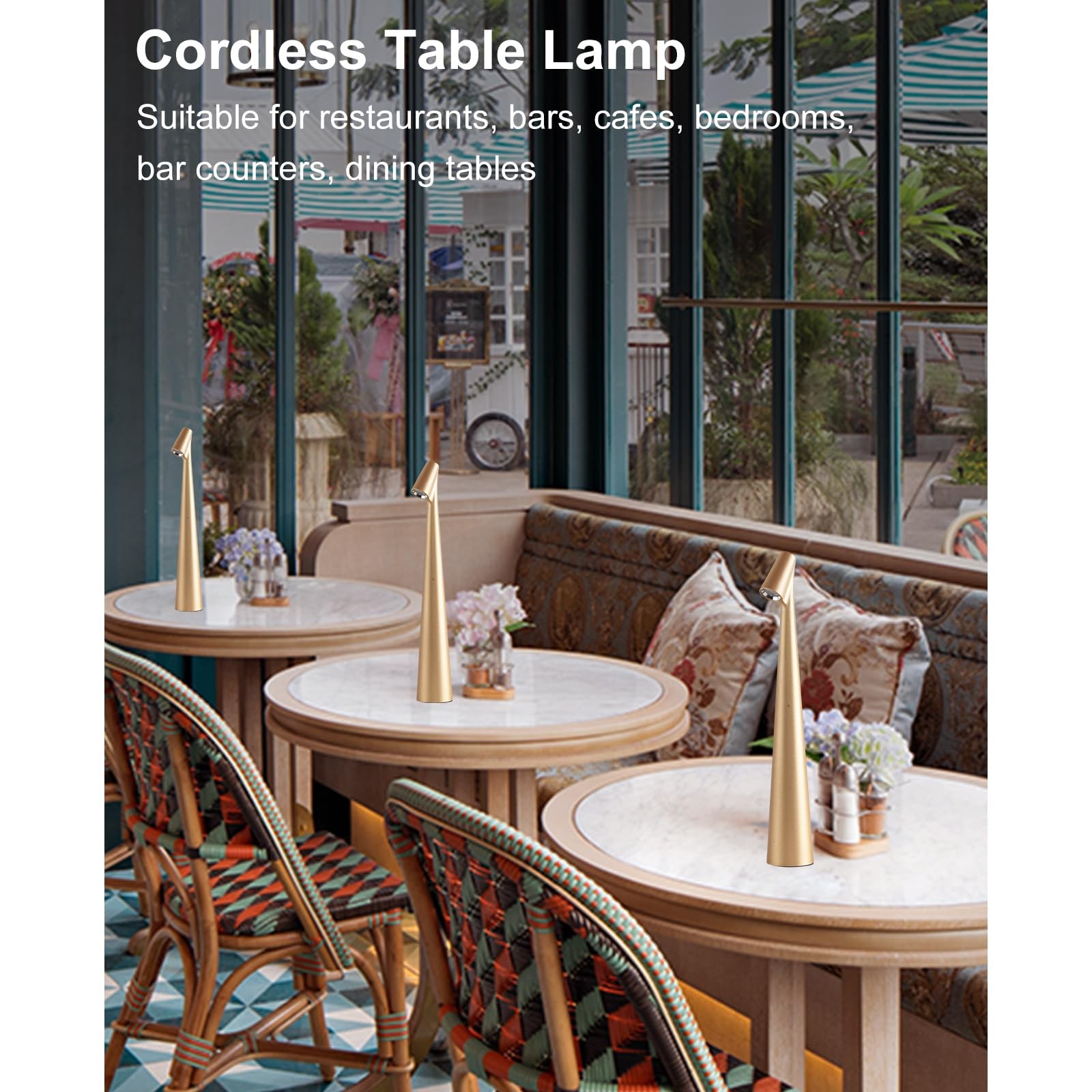 GMOX Cordless LED Table Lamp Touch Dimmable Aluminum Rechargeable Desk Light