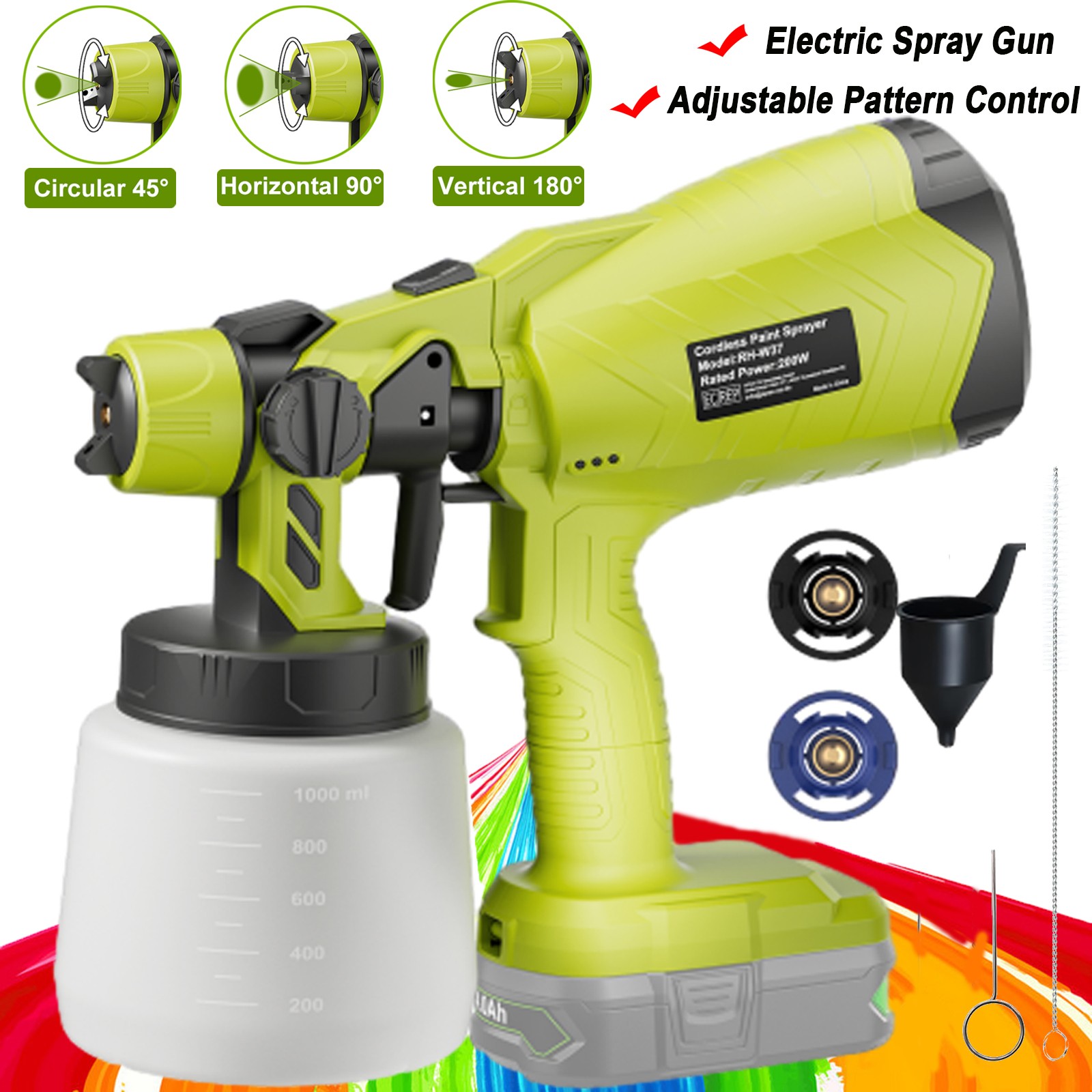 Cordless Paint Sprayer for Ryobi 18V Battery P108 P102 P105 Lithium-Ion Battery