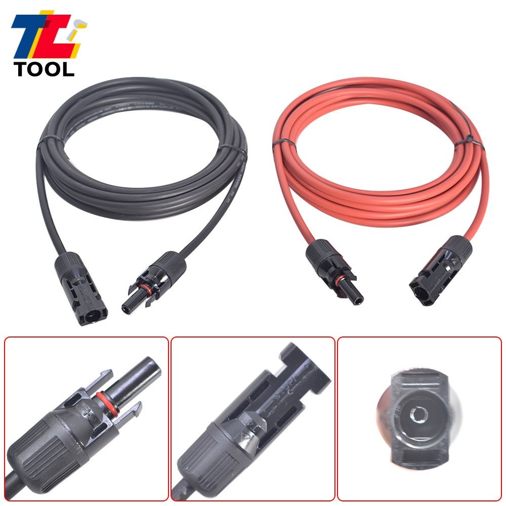 1 Pair 12AWG 15ft Black+Red Solar Panel Extension Cable Wire Connector