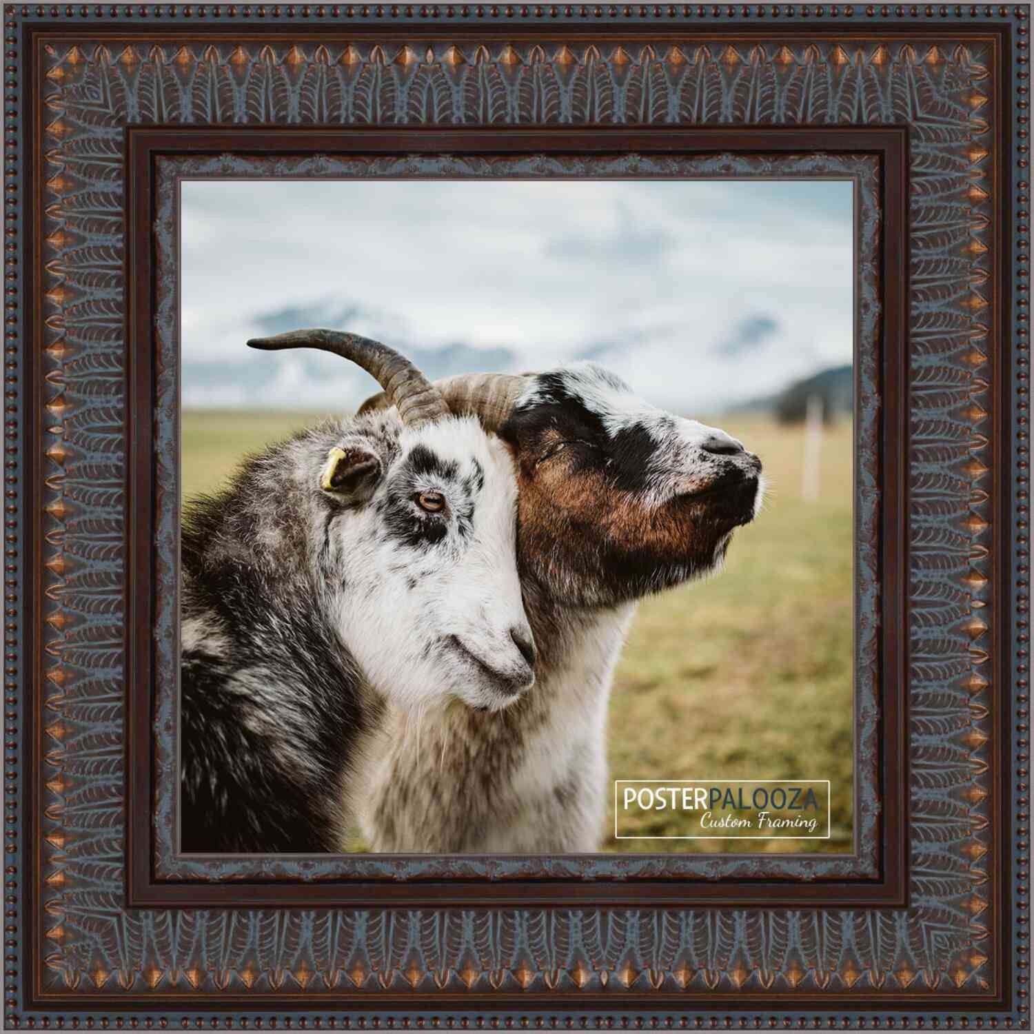 Photo Size 3.5″ Wide Ornate Brown Frame – UV Acrylic, Backing, Hanging Hardware