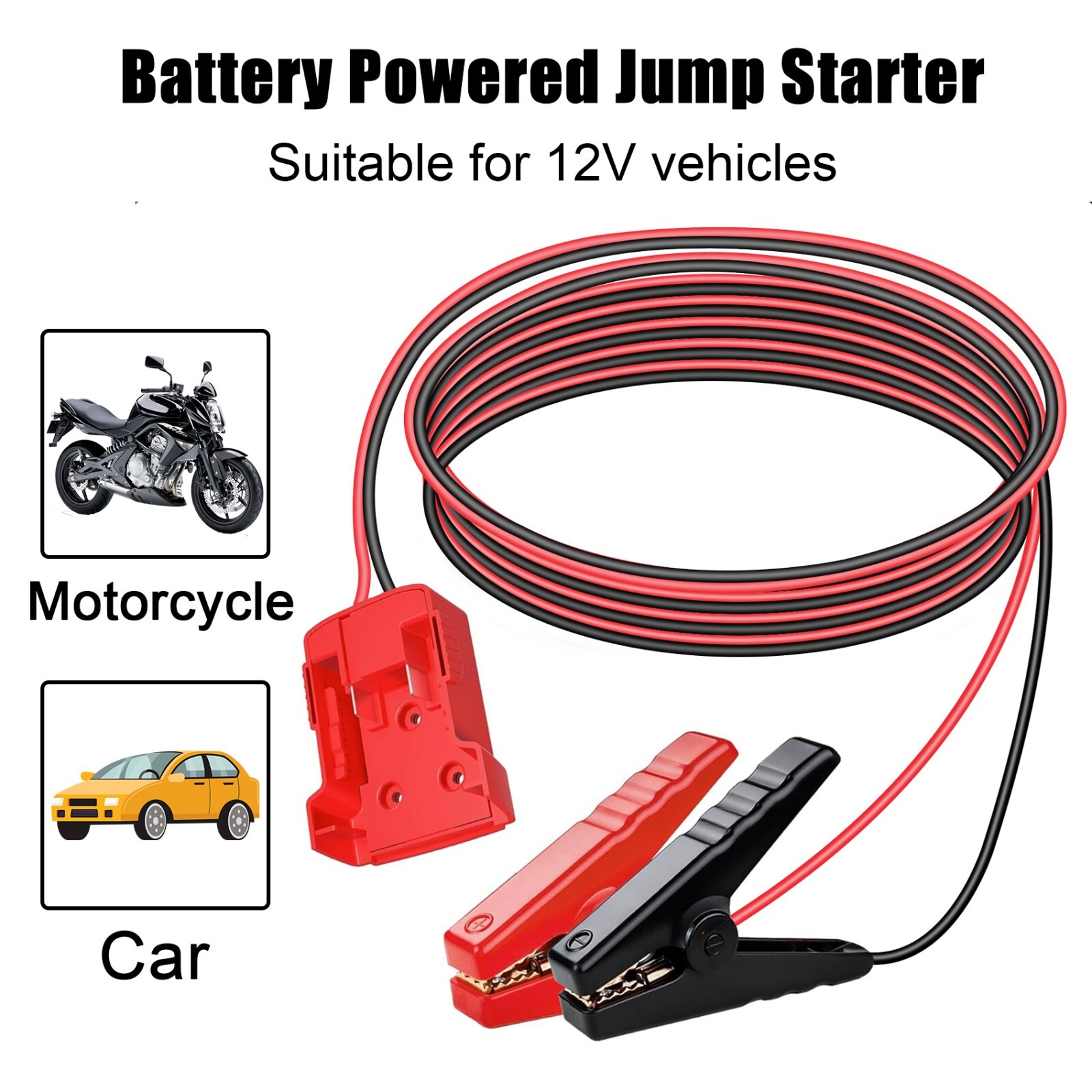 Adapter For Milwaukee 18V with 6FT Jumper Cable Car Battery Charger Jump Starte