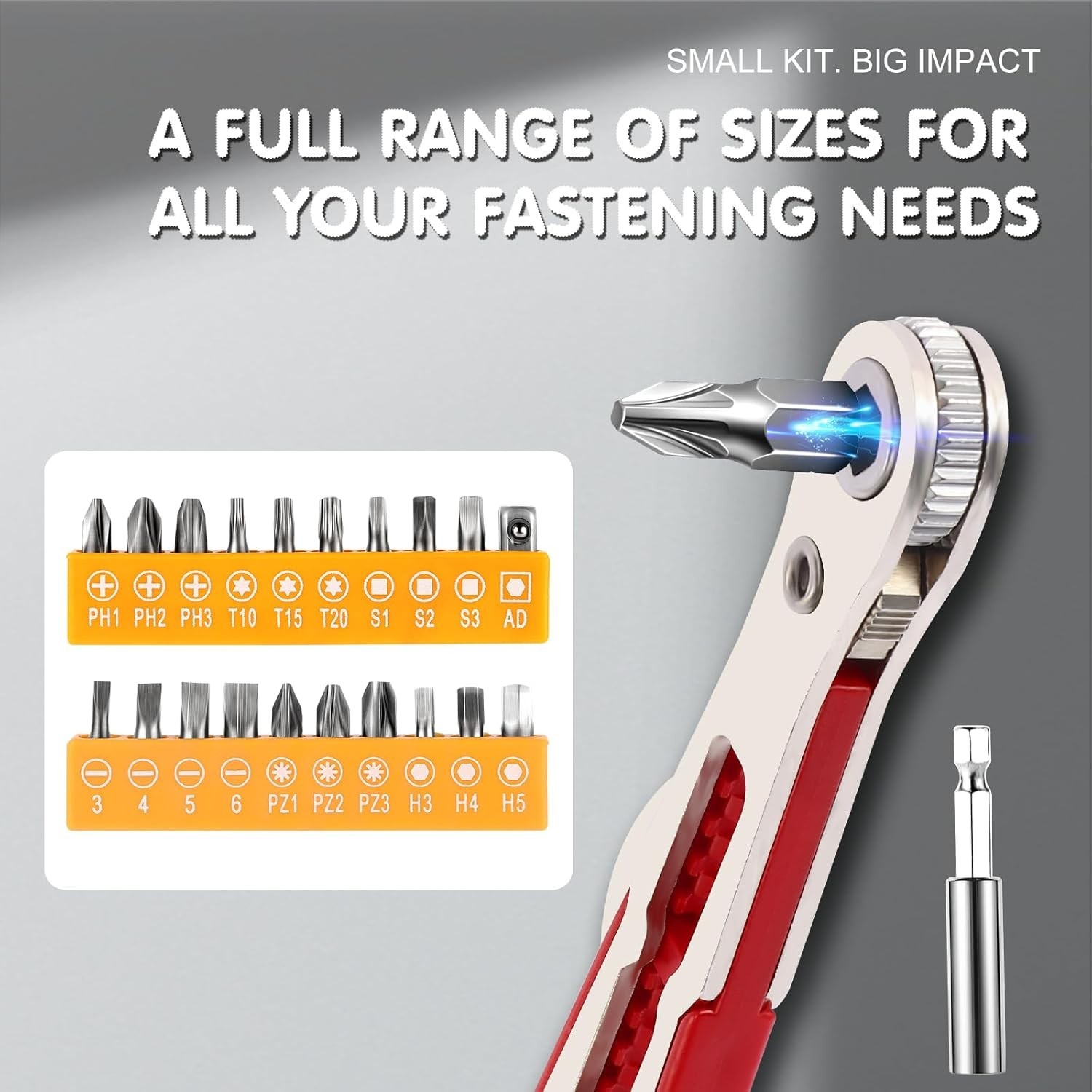 22-in-1 Magnetic Ratchet Screwdriver Set w/Reversible Wrench & Bits | Compact…
