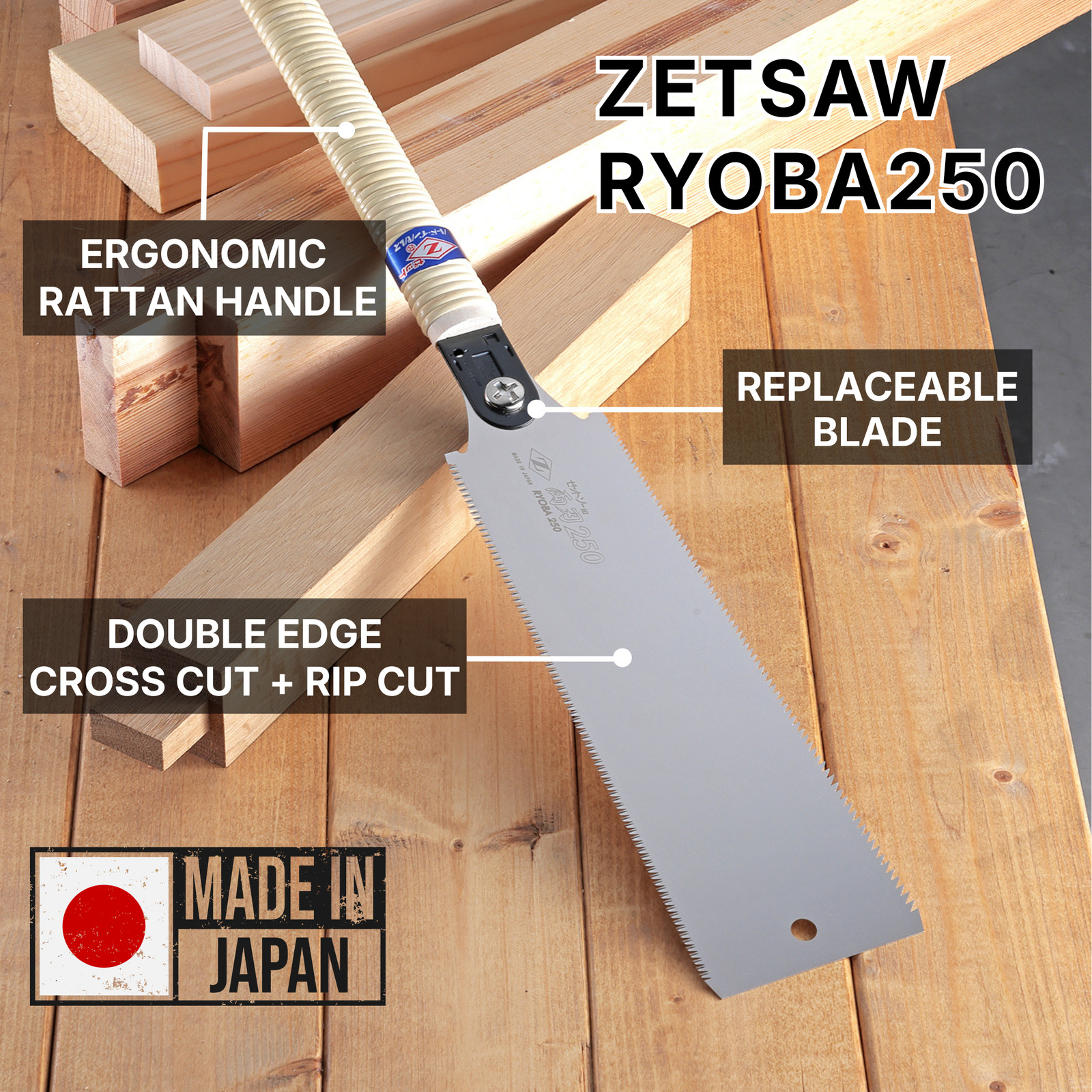 ZETSAW RYOBA 250 – 9.8 in Double Edge Japanese Saw