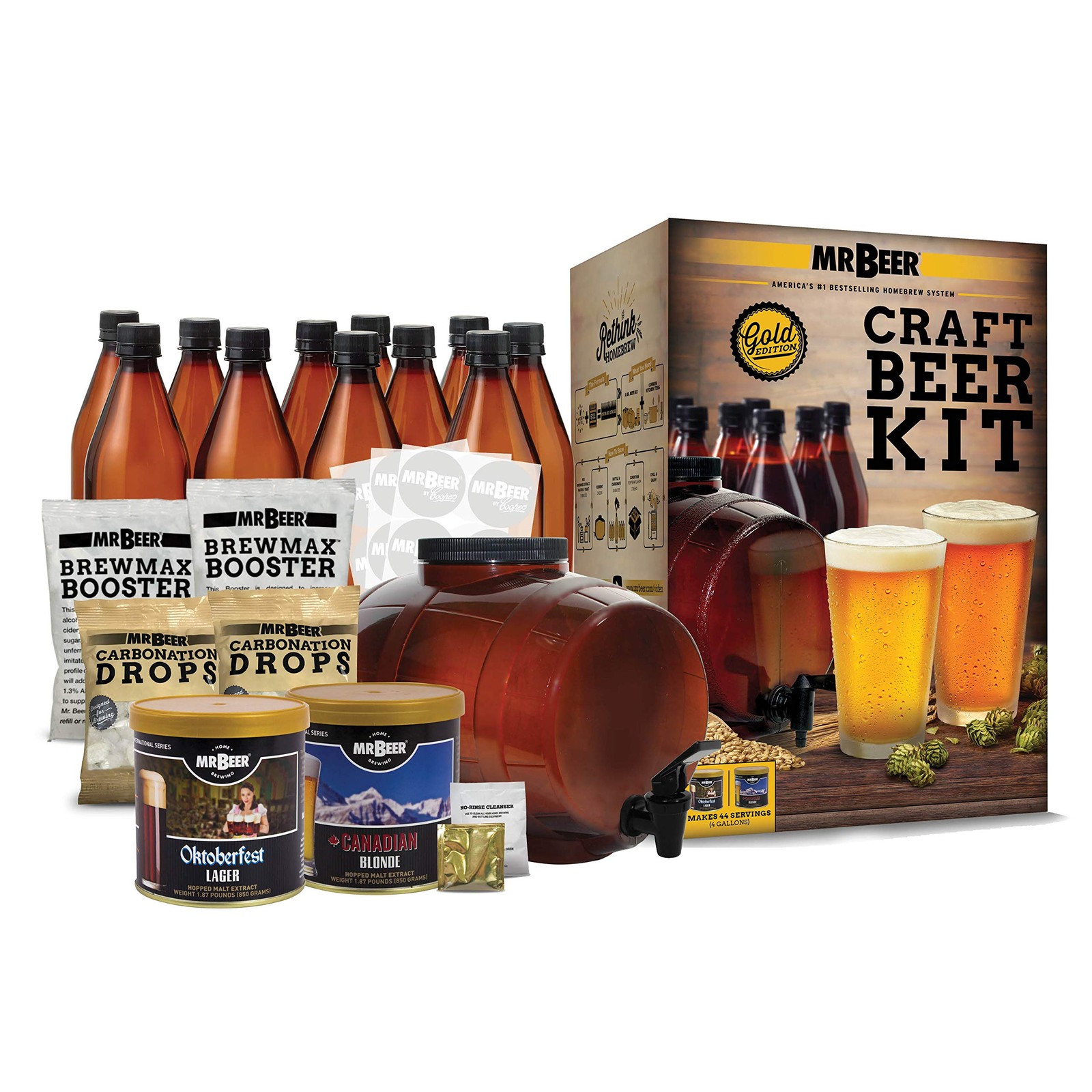 Craft Beer Making Kit 4 Gallon Complete DIY Home Brew Set Bottles Refills 30 Min