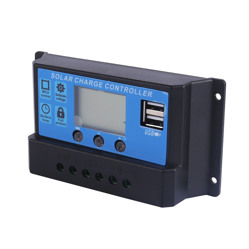 30A Solar Panel Battery Charge Controller 12V/24V LCD Regulator Auto Dual USB US