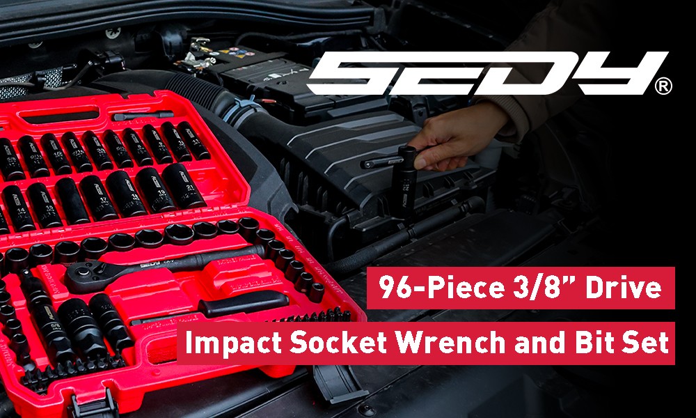 96PC 3/8″ Drive Impact Socket Wrench and Bit Set Standard & Deep SAE & Metric