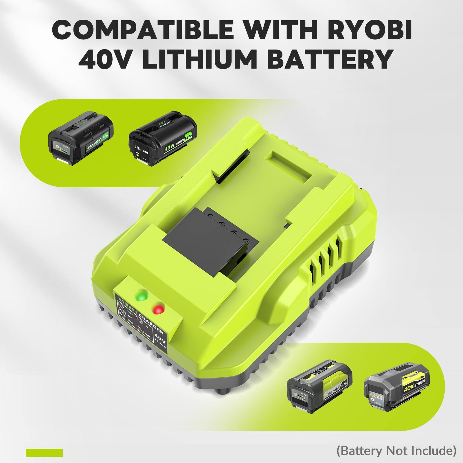 Fast Charger OP401 for Ryobi 40V Battery Charger OP4040 OP4050 OP4050A OP40601
