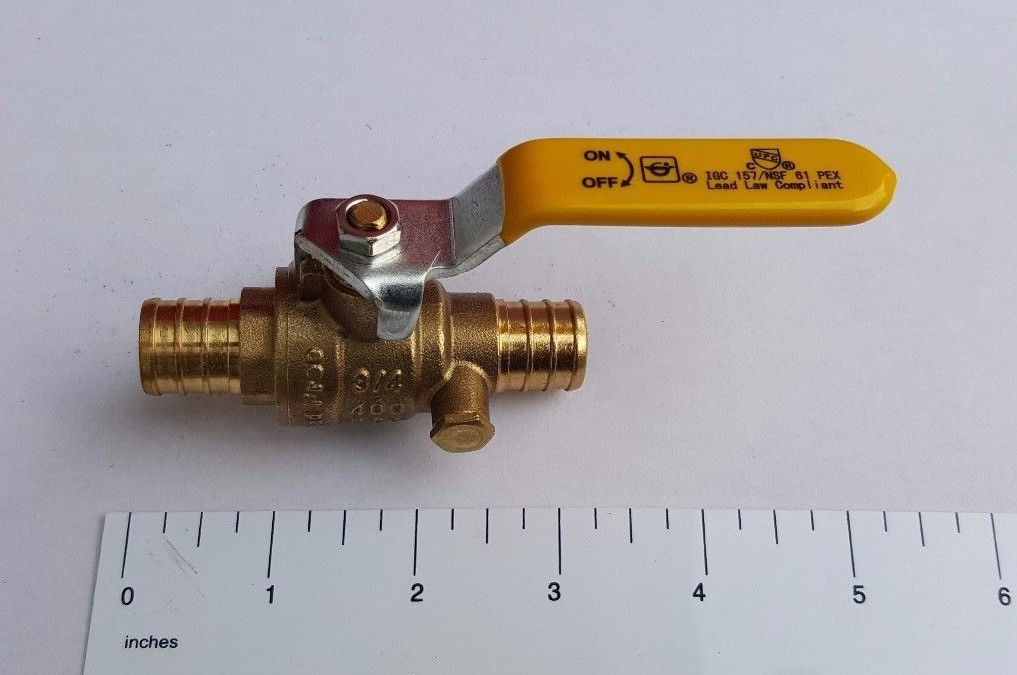 1 Pc. XFITTING 3/4″ Pex Ball Valve with Drain, Pex B, Lead Free, 24-3-7=1