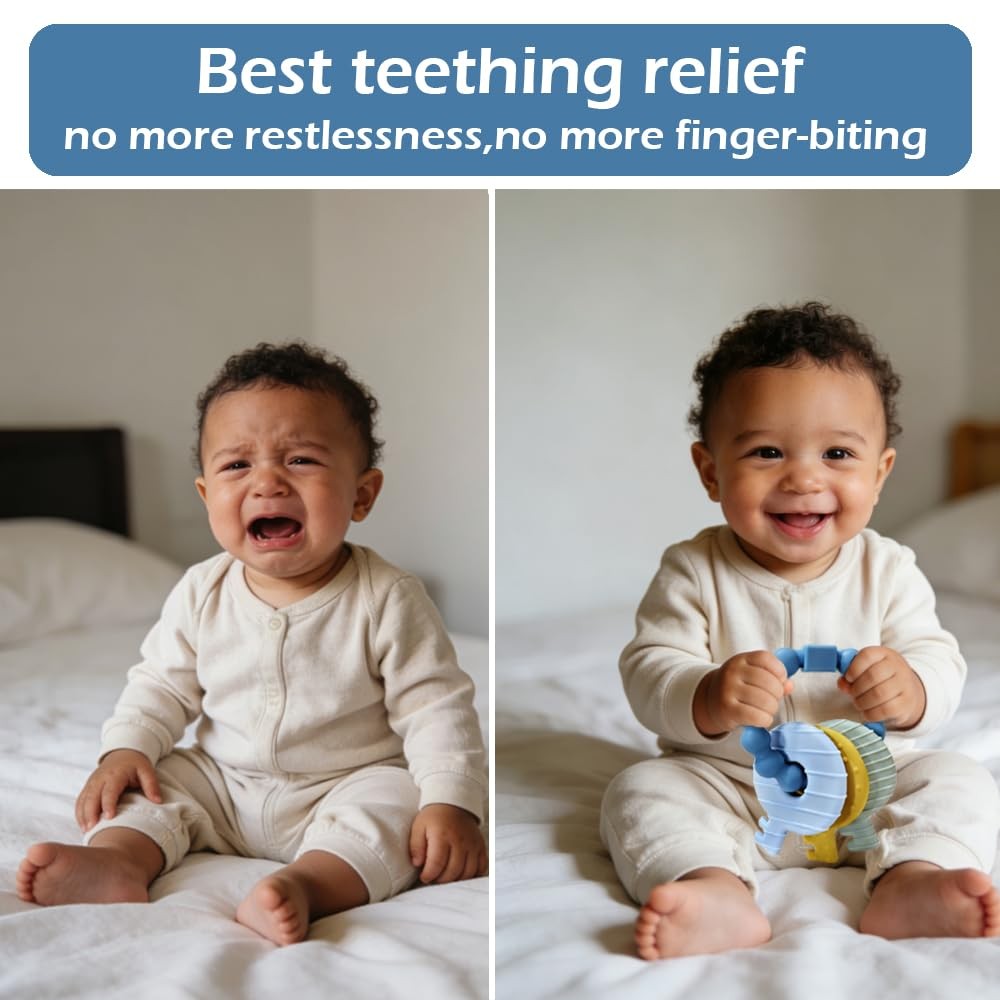 Baby Keys Teether Toys,Silicone Teething Toys for 3+ Months,Teething Keys Toy fo