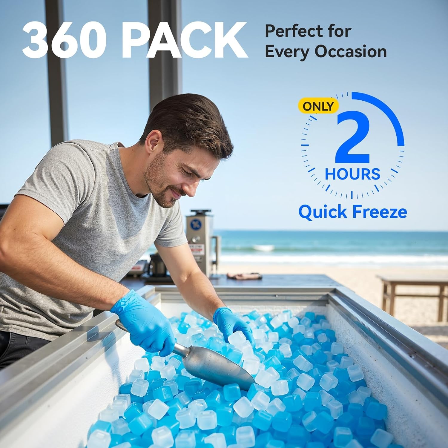 360 Pack Reusable Ice Cubes Drinks BPA-Free Ice Packs Lunch Boxes Coolers