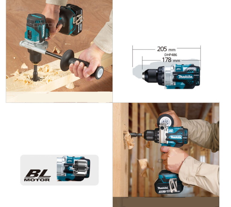 Makita DDF486 BL 18V 2100Rpm 130Nm 13mm LED 265x178x81mm 2.6Kg UPS# Bare Tool