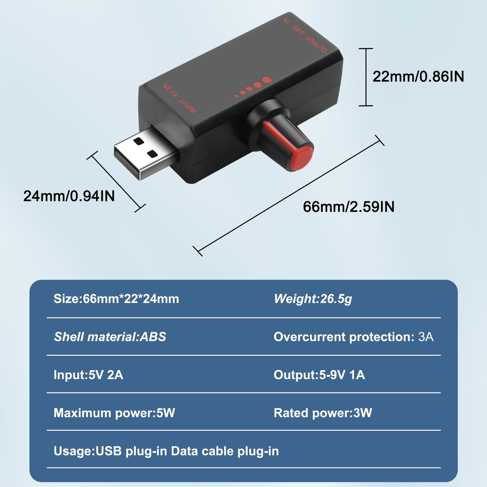 MEIRIYFA USB Fan Governor – Stepless Speed Control Regulator 5V 2A Type Black