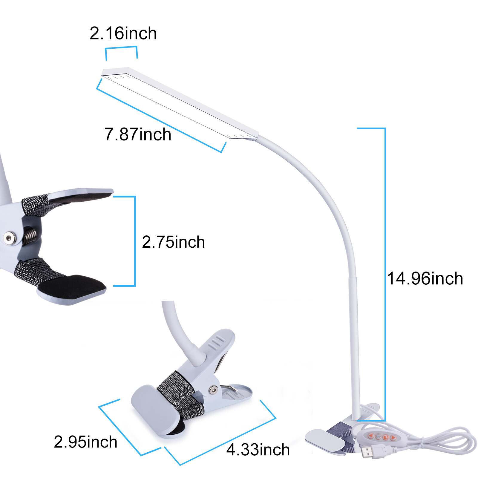 Adjustable LED Lamp Dimmable Clip-On Desk Lamp Flexible Reading Light Flexible