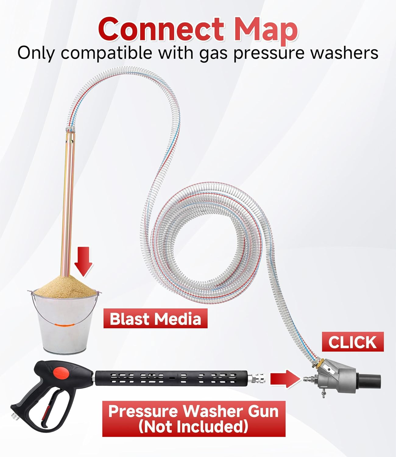 Pressure Washer Sandblasting Kit, 1/4” Quick Connect, 5000 PSI | Wet Sand Blast
