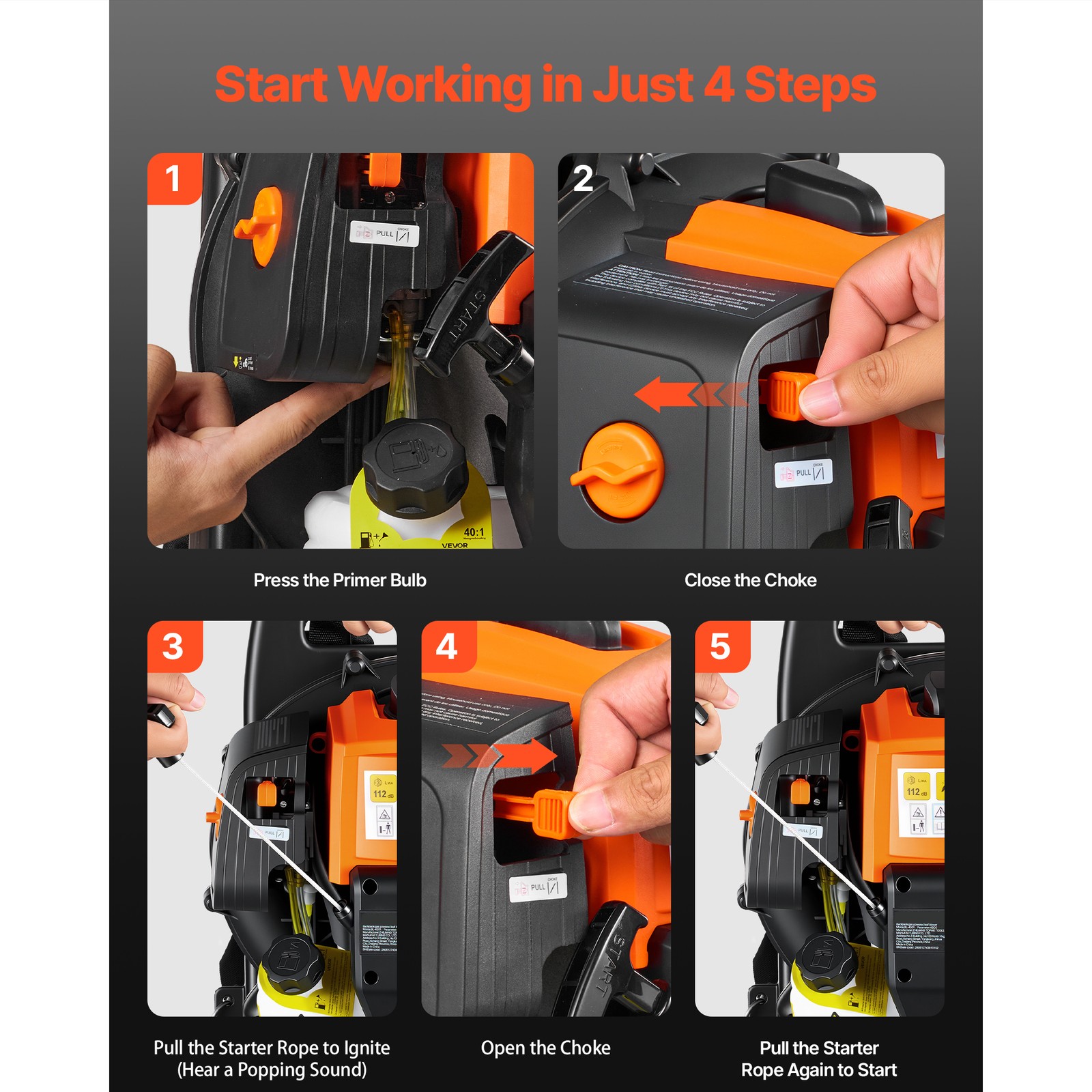 Uimoso Gas-Powered Backpack Leaf Blower, 43CC 2-Stroke, 447CFM, 150MPH