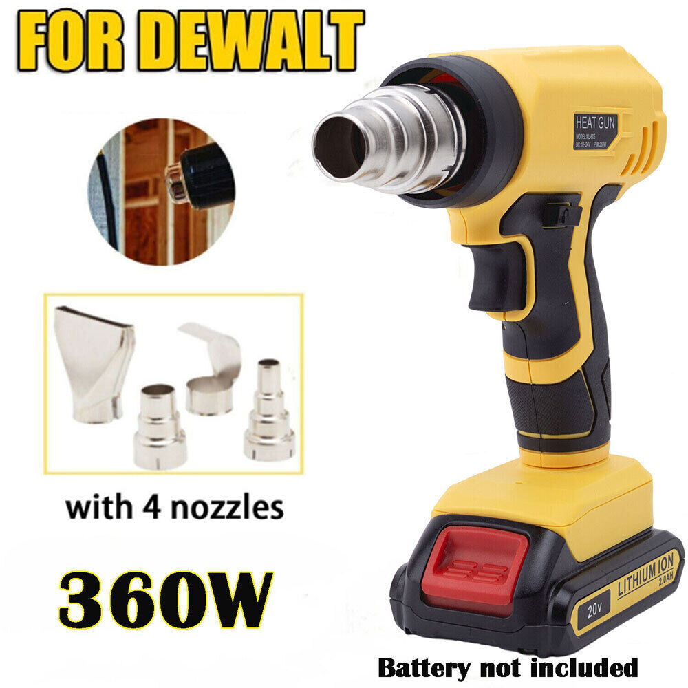 Cordless Heat Gun Hot Air Gun For Dewalt 20V Max Li-ion Battery w/4 Nozzles 360W