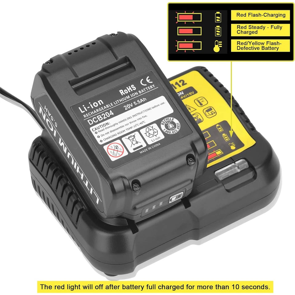 Pack For DeWalt 20V 20 Volt Max XR 10.0AH Lithium-Ion Battery DCB206-2 DCB205-2