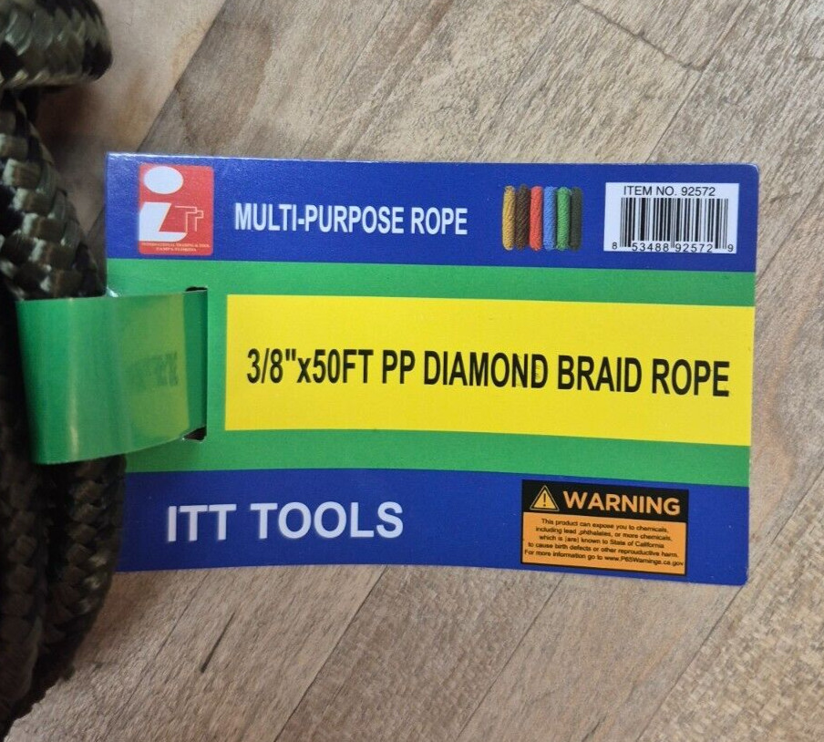 3/8″ X 50′ PP DIAMOND BRAIDED ROPE, CAMPING MULTI- PURPOSE GREEN CAMOUFLAGE