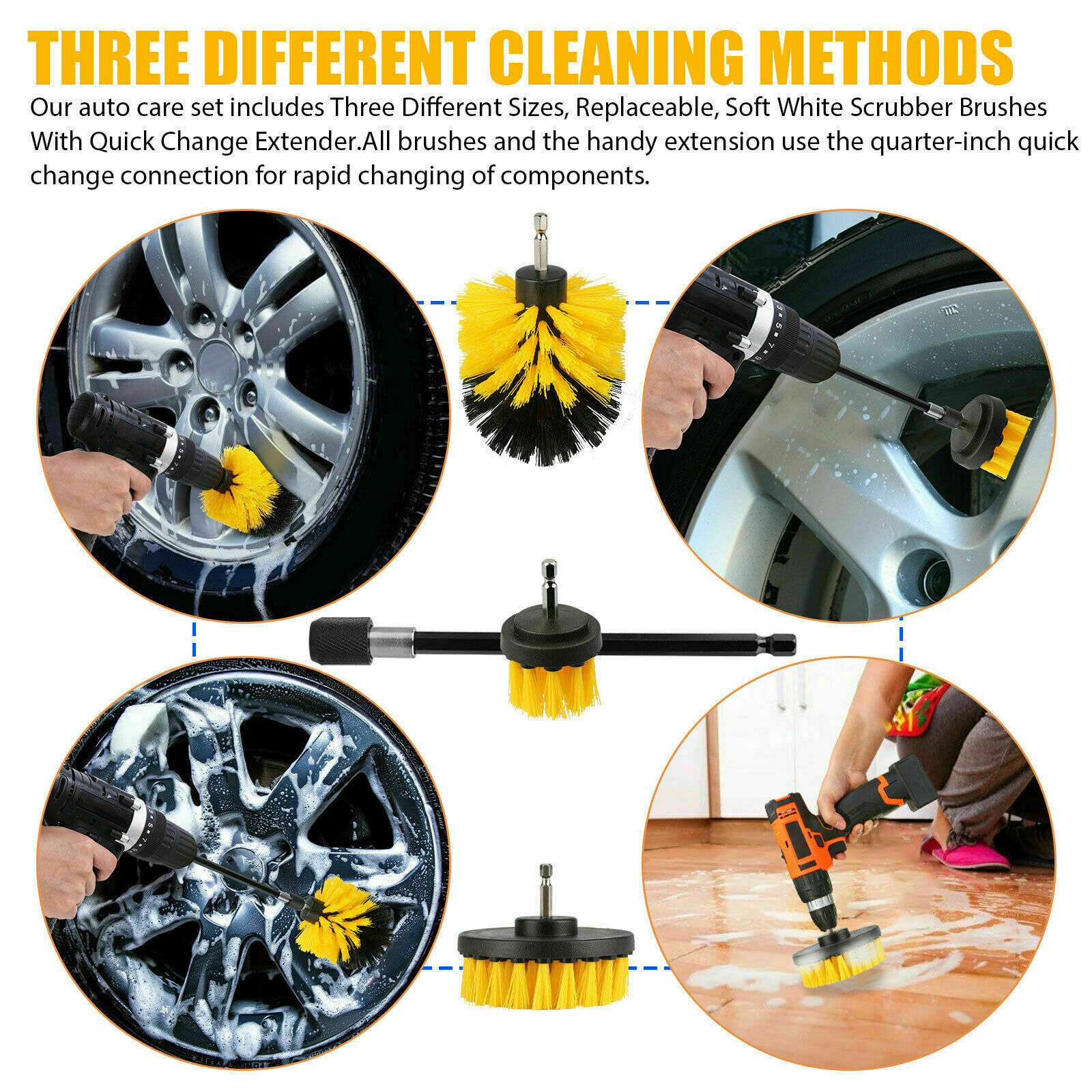 4PC Drill Brush Set Power Scrubber Drill Attachments Carpet Tile Grout Cleaning