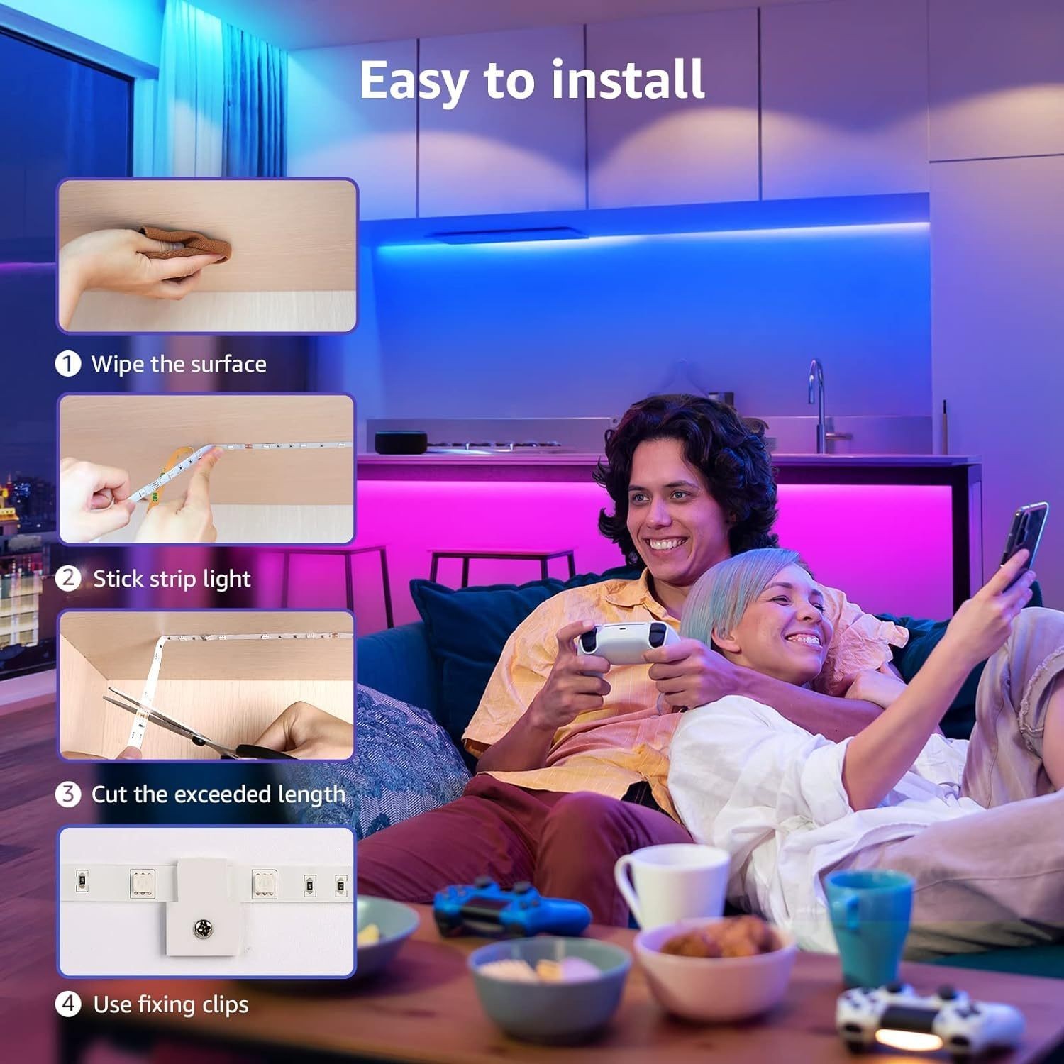 Smart LED Strip Lights RGB with App Remote Control for Room Decor