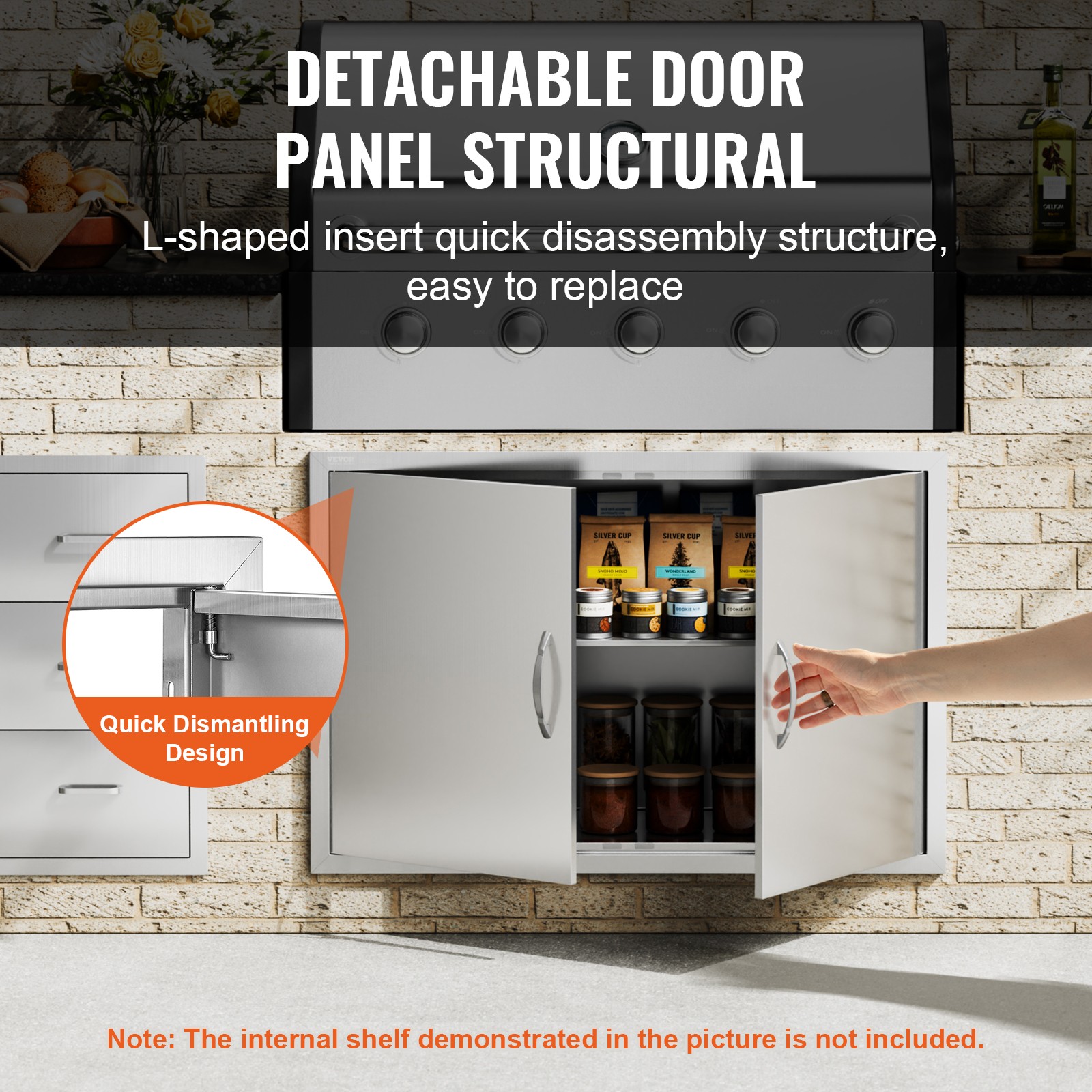 VEVOR 39×26 Inch BBQ Island Access Door Outdoor Kitchen Door Stainless Steel