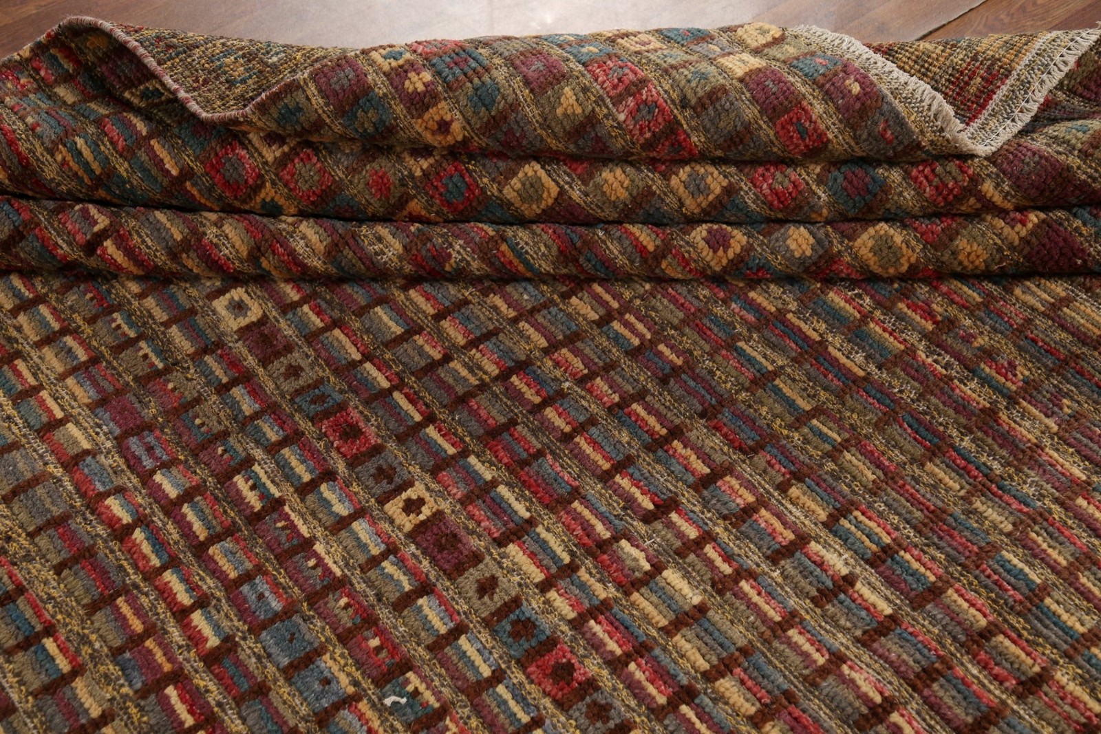 Checkered Moroccan Modern Area Rug 8×10 Hand-knotted Wool Oriental for Any Room