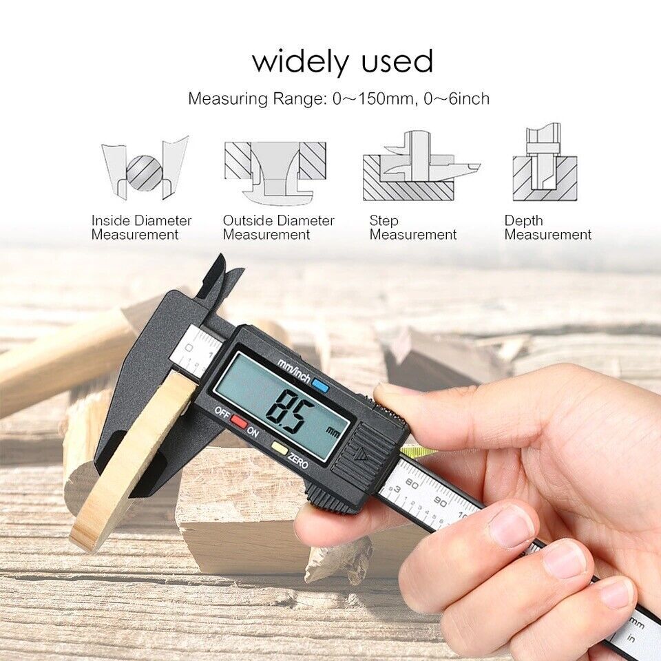 Digital Caliper 6″ 150mm Micrometer LCD Gauge Vernier Electronic Measuring Ruler
