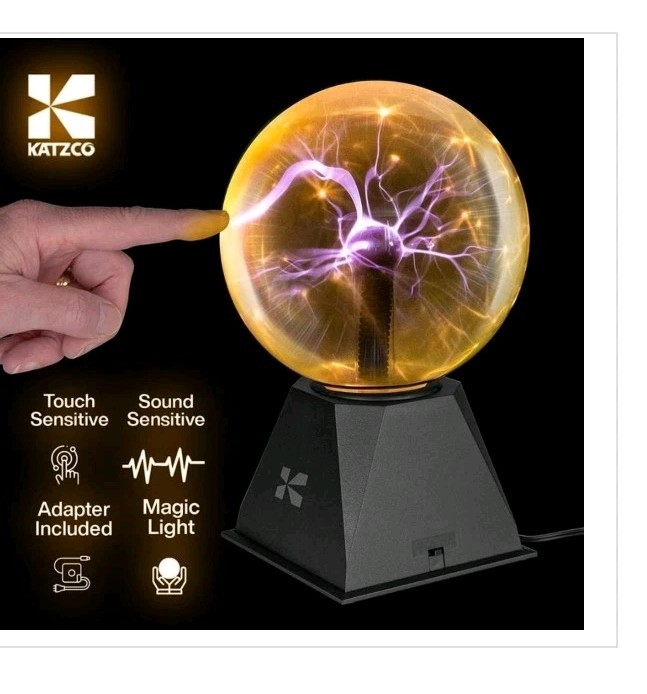 7.5 ” Orange Plug In Plasma Ball Touch Sensitive With 1 Bulb Wireless Light Up