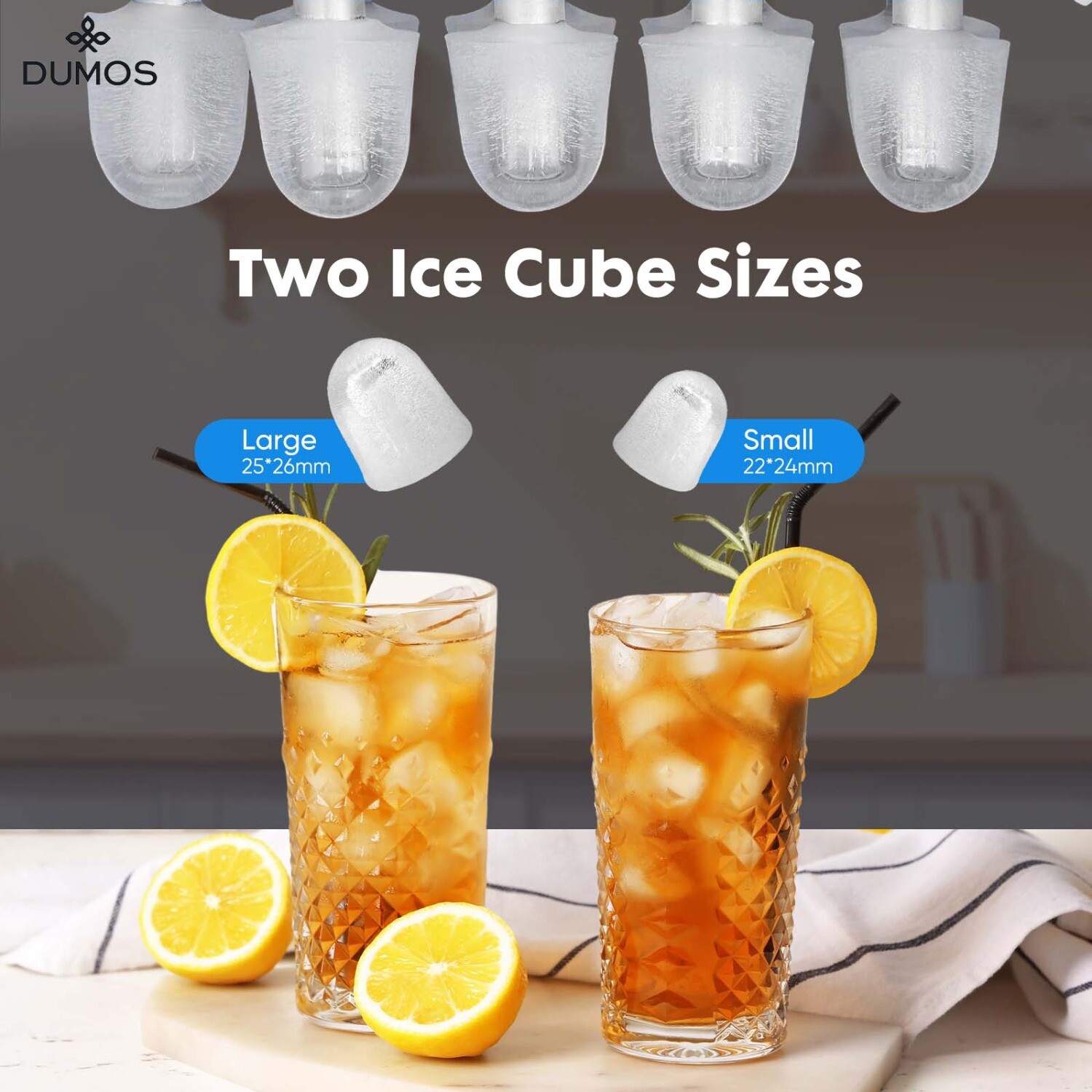 Mini Portable Ice Maker with Handle,Self-Cleaning,26lbs/24hrs,9 Cubes in 6 Mins