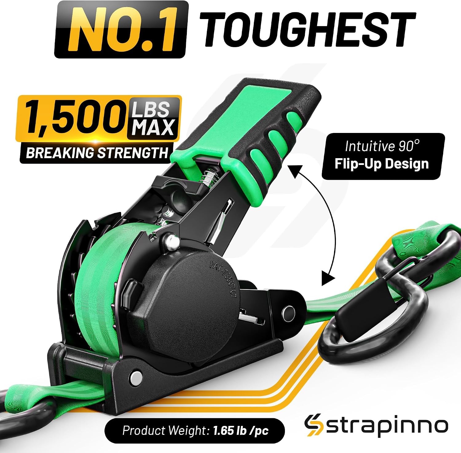 Retractable Ratchet Straps 4-Pack 1 in x 10 ft 1,500LBS Break Strength Most