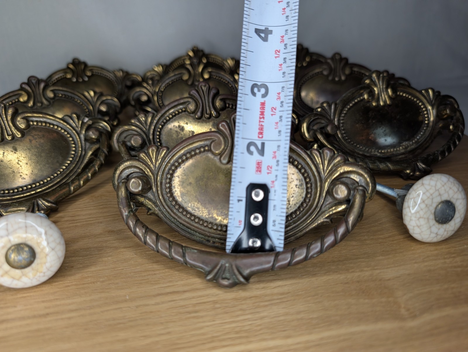 Set 12 Solid Brass Dresser Drawer Hardware Handles Knobs 1987 BPC 21255 WINT. P