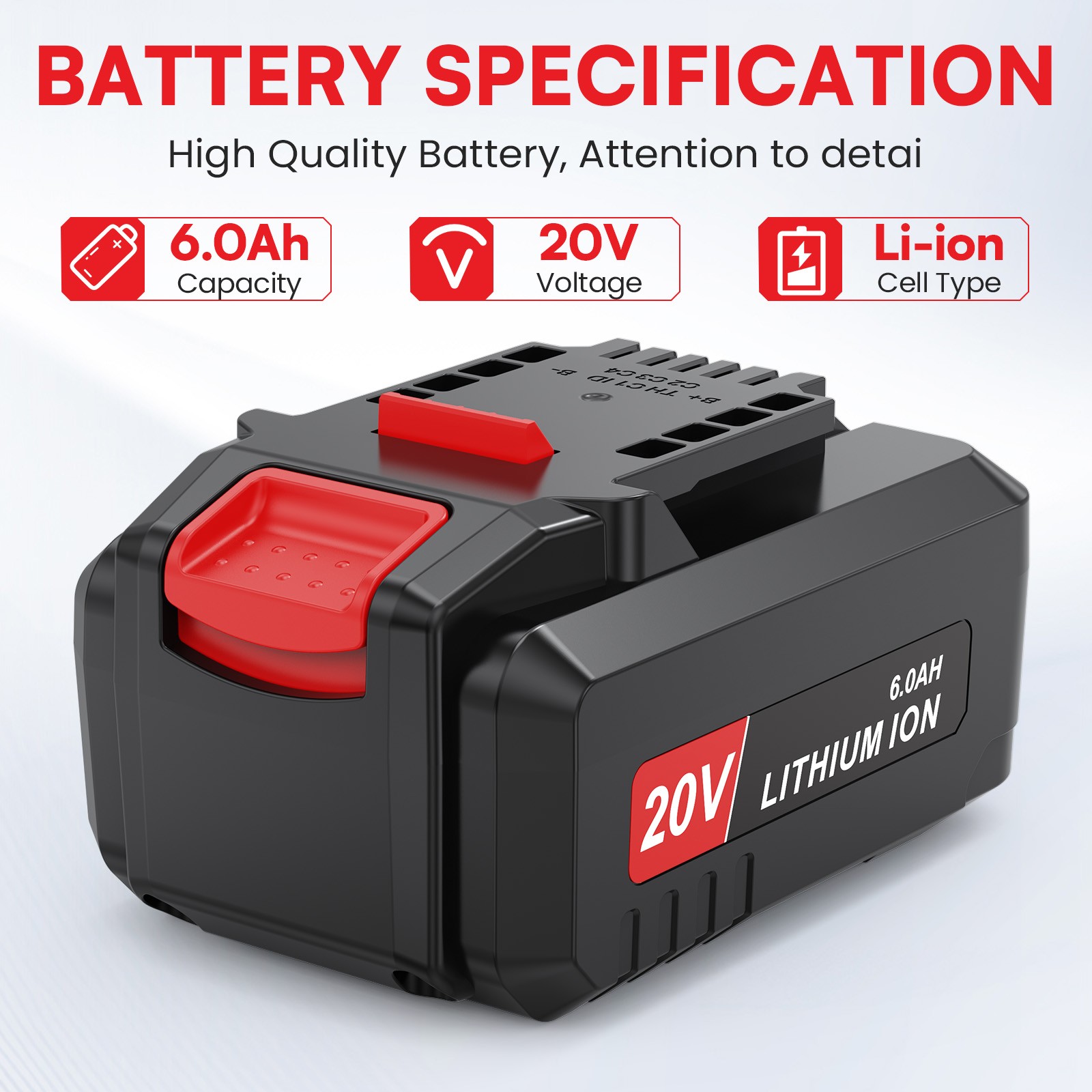 2-pack 20V 6Ah Replacement Battery Lithium for Bauer Power Tool 1704C-B 1906C-B