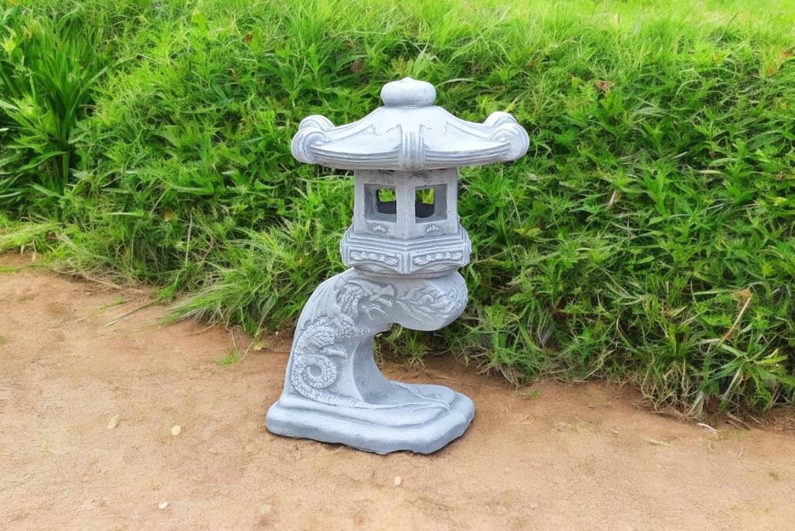 Concrete Japanese Lantern Garden Statue Outdoor Zen Decor Pagoda Sculpture