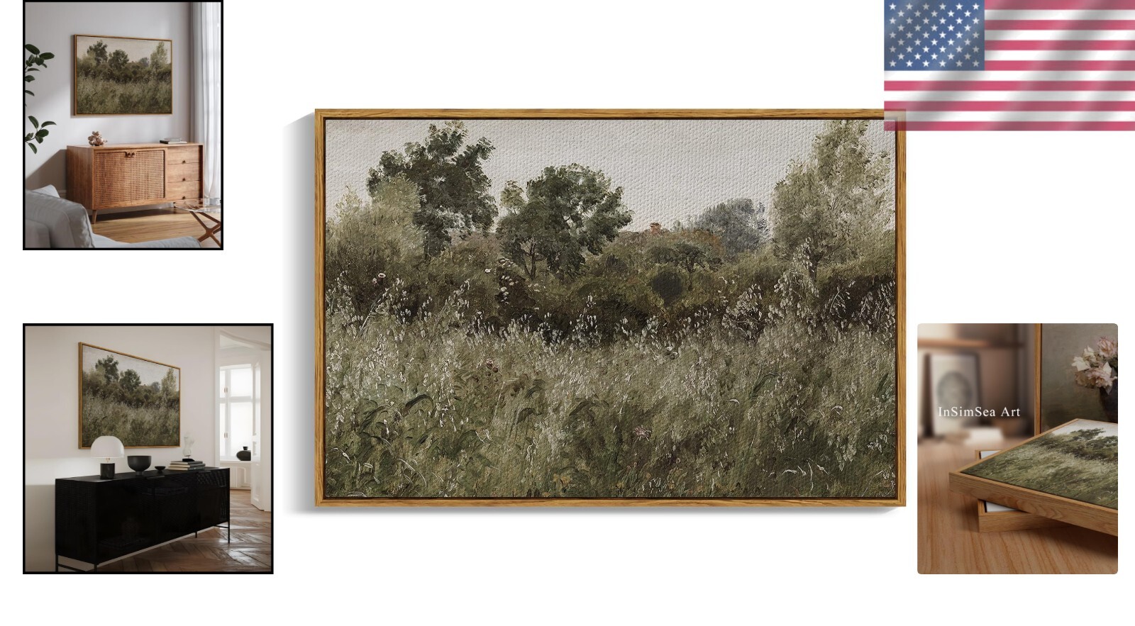 Classic 24×36 Framed Canvas Art – Waterproof Vintage Field Decor for any Room