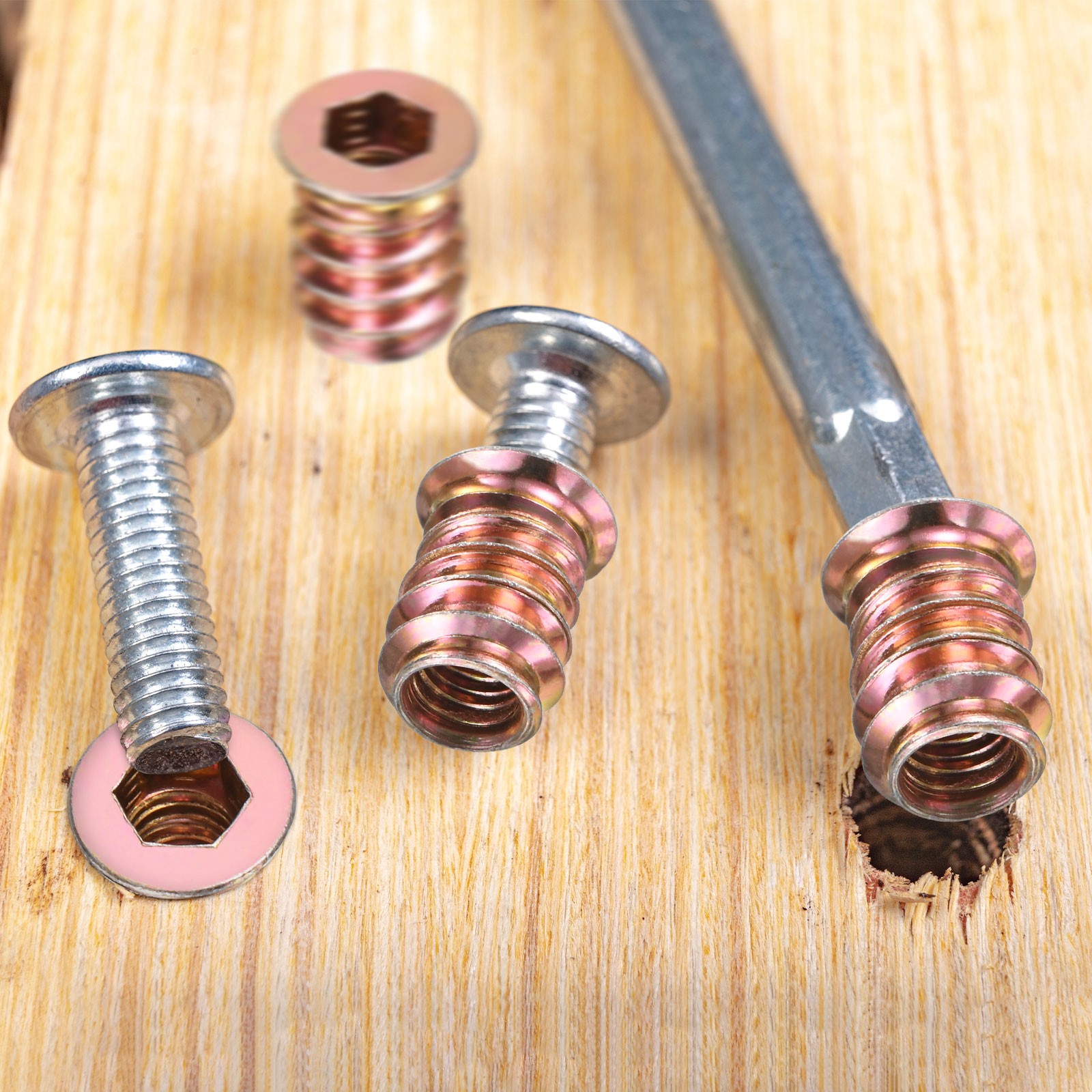 20-Pack Threaded Inserts for Wood, M4x12mm Threaded Insert Nuts [Gold Tone]
