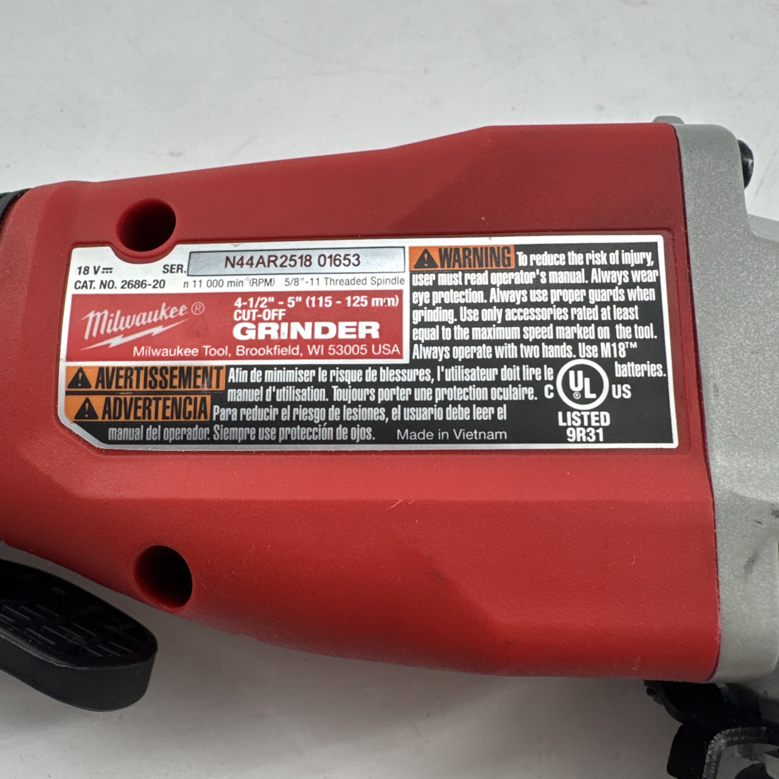 Milwaukee M18 4-1/2″ / 5″ Variable Speed Braking Grinder Paddle (A418)
