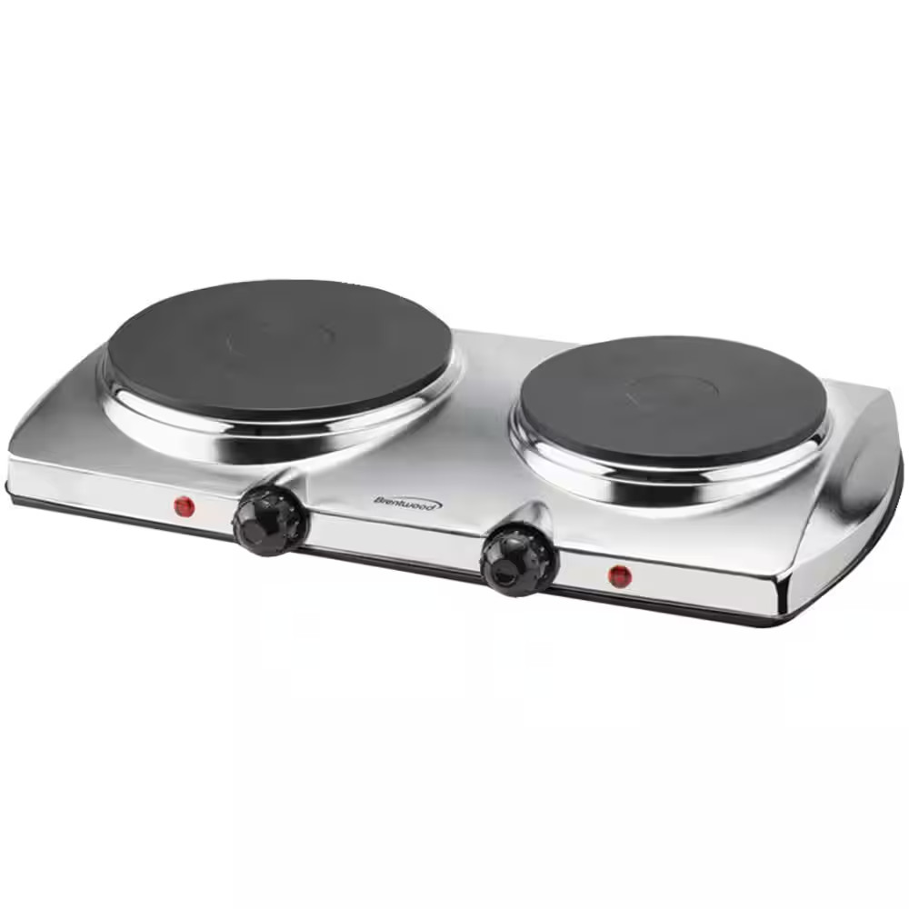 1440W 2-Burner 7.5 In. Silver Electric Hot Plate
