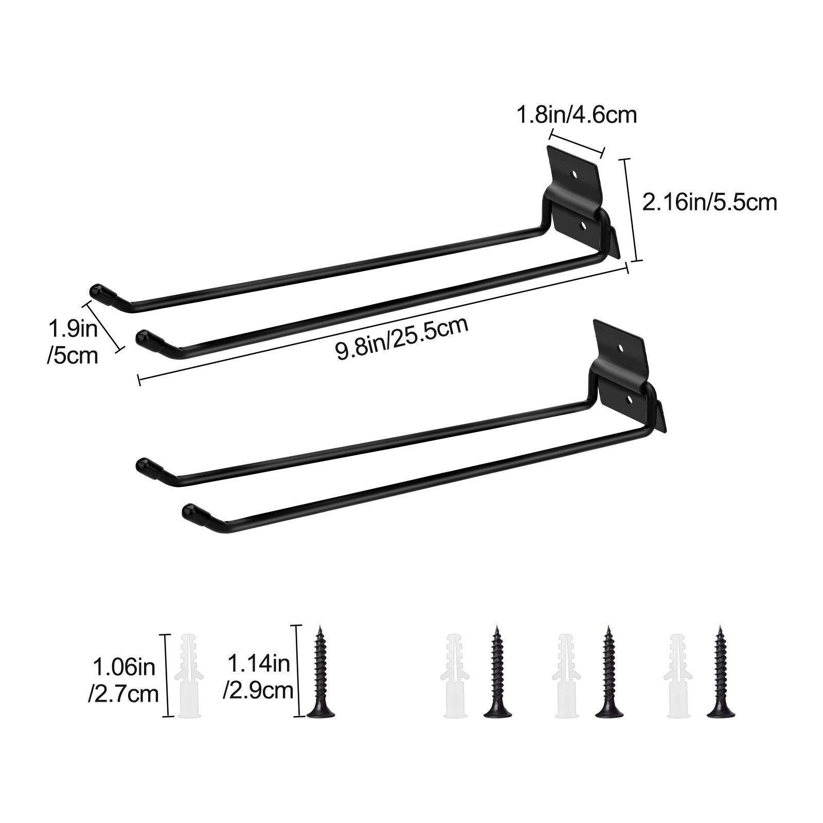 2PCS Heavy Duty Wall Mount Tool Hooks Steel Storage Rack Garage Garden Organizer