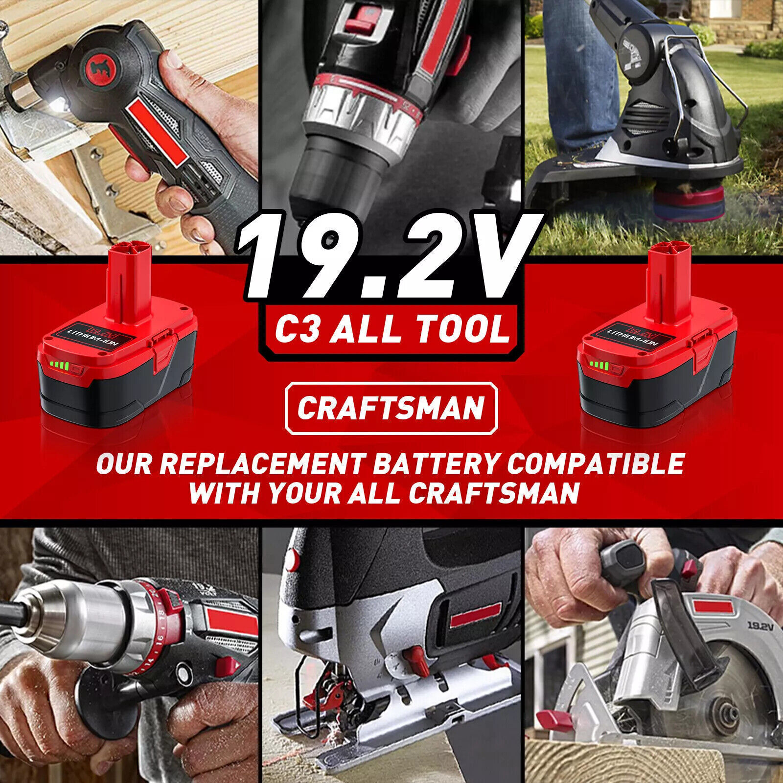 PACK 19.2 Volt For Craftsman C3 DieHard Lithium ion Battery/Charger 315.115410