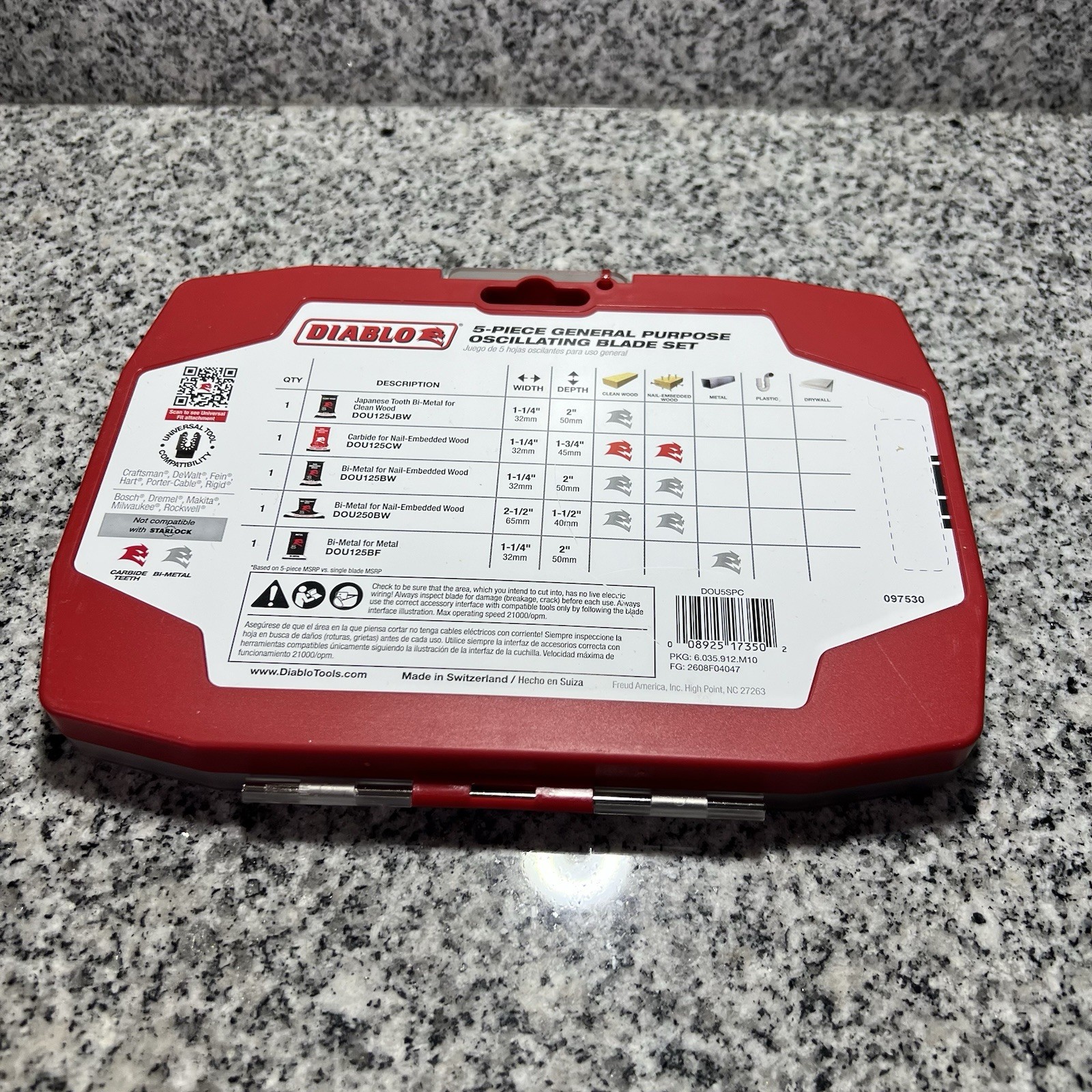 DIABLO Universal Wood & Metal Bi-Metal & Carbide Oscillating Blade Set (5-Piece)