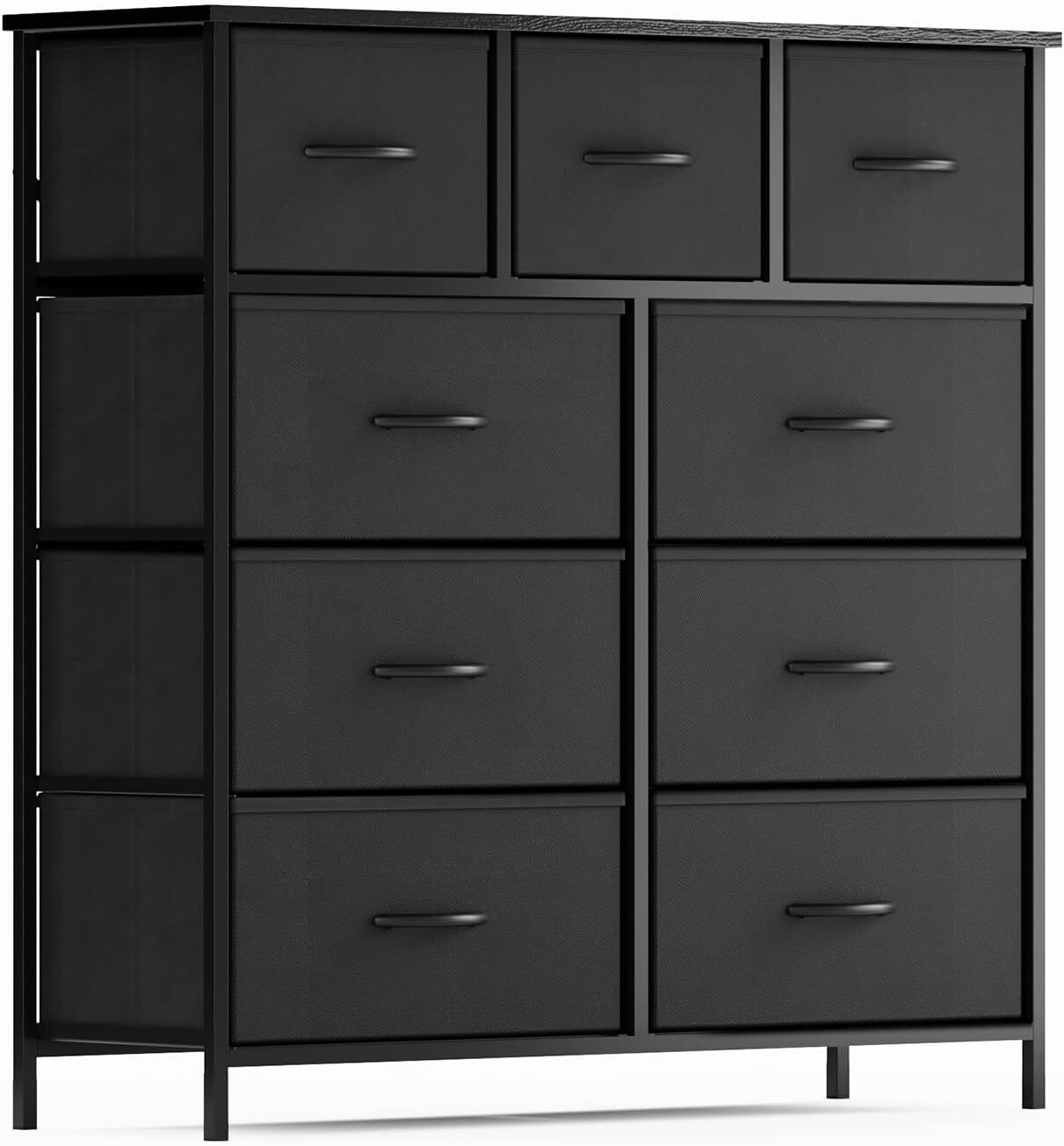 9 Storage Drawer Dresser for Bedroom Tall Wood Dresser with Fabric Storage Tower