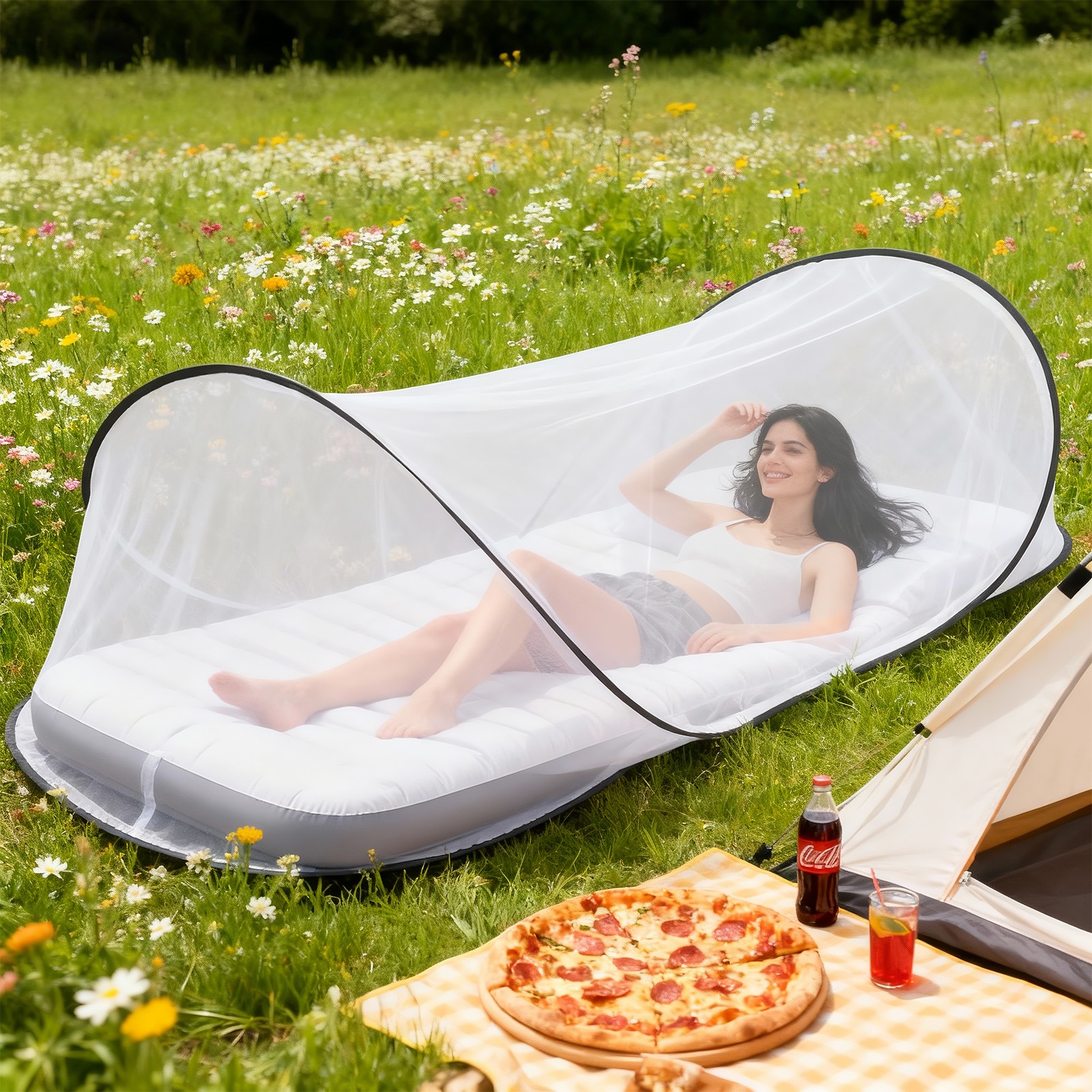 Pop Up Mosquito Net Tent Foldable Lightweight Bed Mesh w/ Storage Bag 78x31x22in