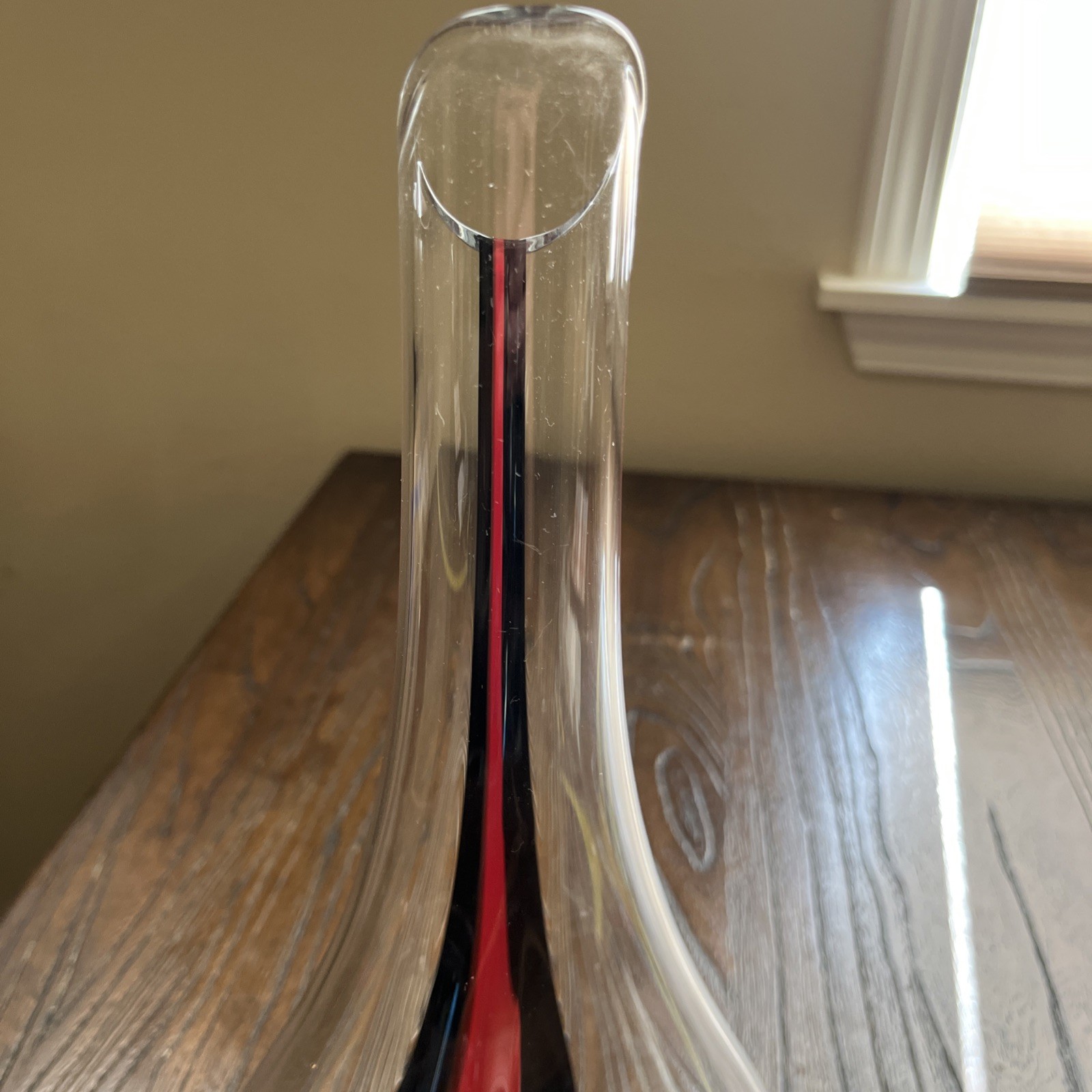 Riedel Black Tie Smile Art Glass Wine Decanter Red & Black Signed Barware No Box