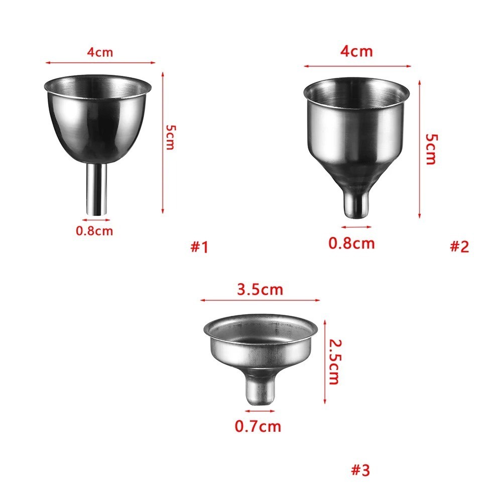 Mini Stainless Steel Wine Flask Funnel-Small Mouth Funnels Filling Hip Beer 3Pcs