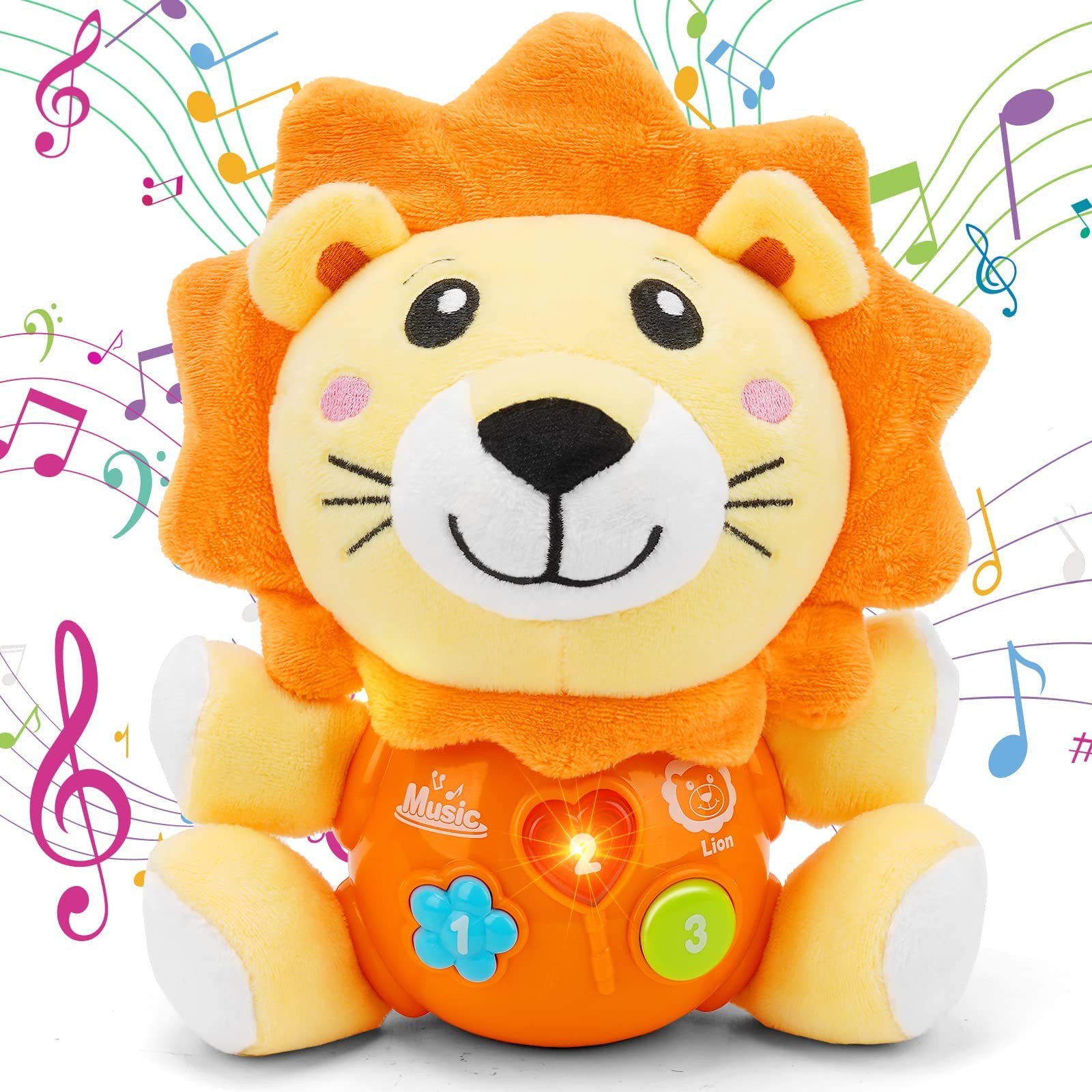 Daboot Baby Toys 6 to 12 Months – Infant Baby Musical Lion Plush Toy for Boys &